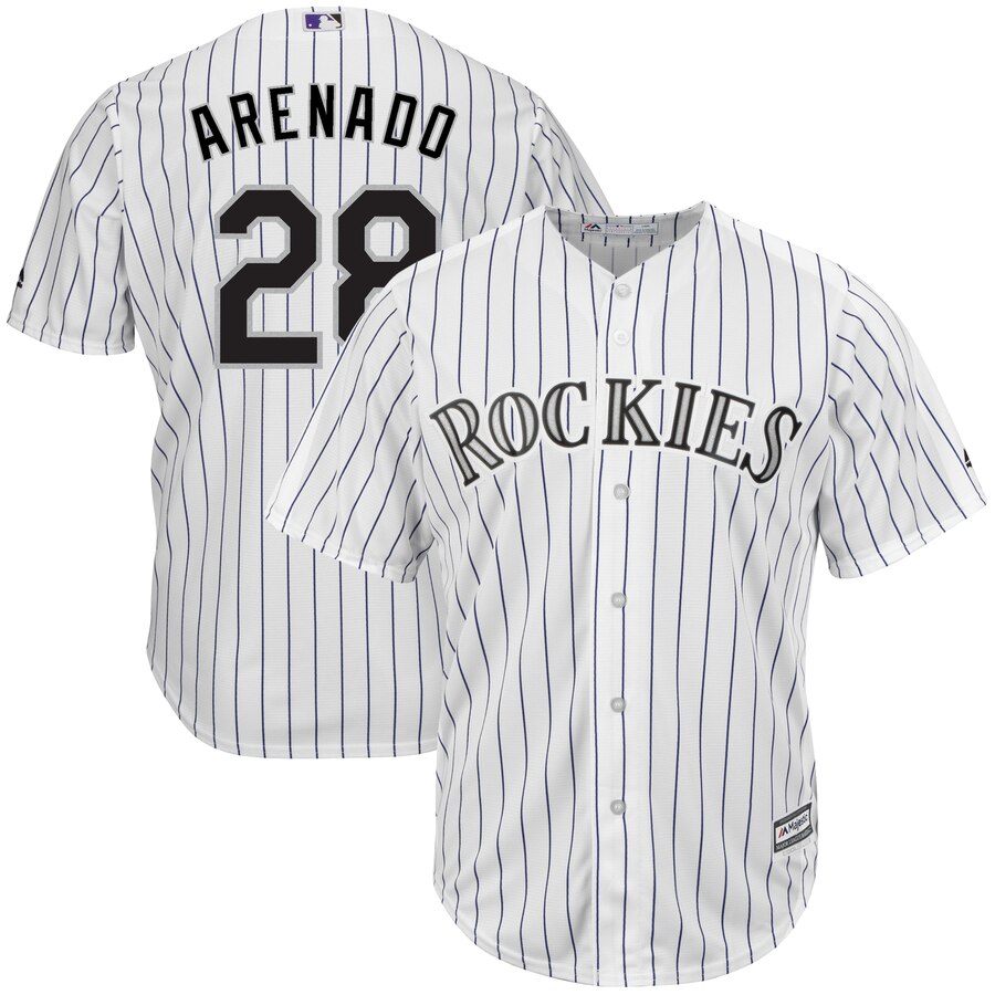 Nolan Arenado Colorado Rockies Majestic Home Official Cool Base Player Baseball Jersey - White/purple