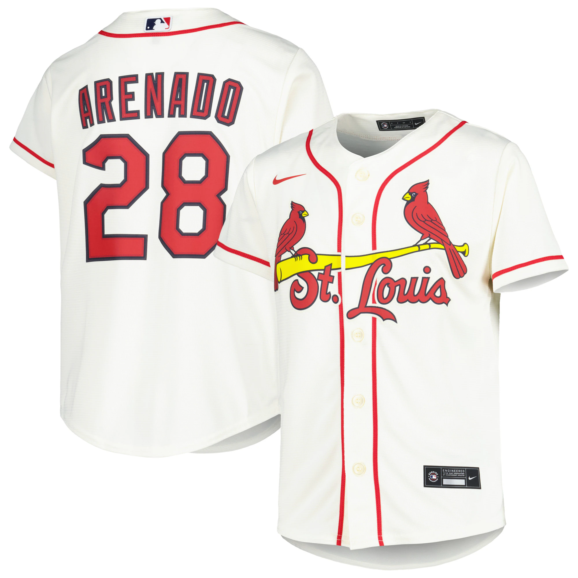Nolan Arenado St. Louis Cardinals Youth Alternate Replica Player Baseball Jersey - Cream