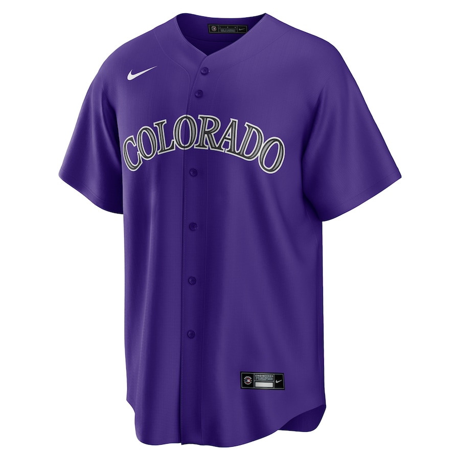 Alternative view of Nolan Jones 22 Colorado Rockies Alternate Men Baseball Jersey - Purple