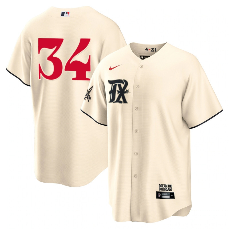 Nolan Ryan 34 Texas Rangers 2023 City Connect Game Baseball Jersey - Cream - JS320 