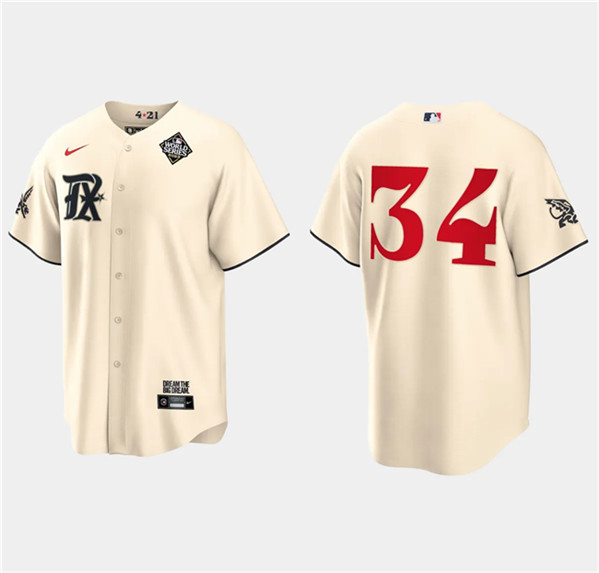Nolan Ryan 34 Texas Rangers 2023 World Series Stitched Baseball Jersey - Cream - JS190 
