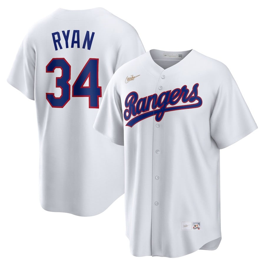 Nolan Ryan 34 Texas Rangers Cooperstown Collection Home Baseball Jersey - White - JS927 