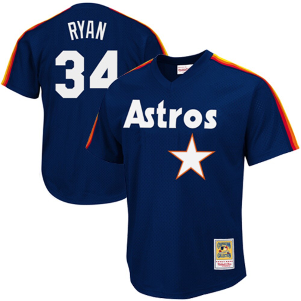 Nolan Ryan Houston Astros Mitchell & Ness 1988 Cooperstown Collection Mesh Batting Practice Baseball Jersey - Navy