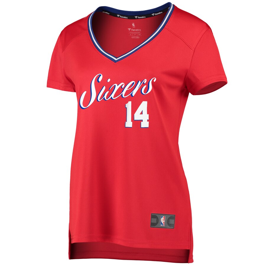 Alternative view of Norvel Pelle Philadelphia 76ers Fanatics Branded Women's Fast Break Replica Player Basketball Jersey - Statement Edition - Red