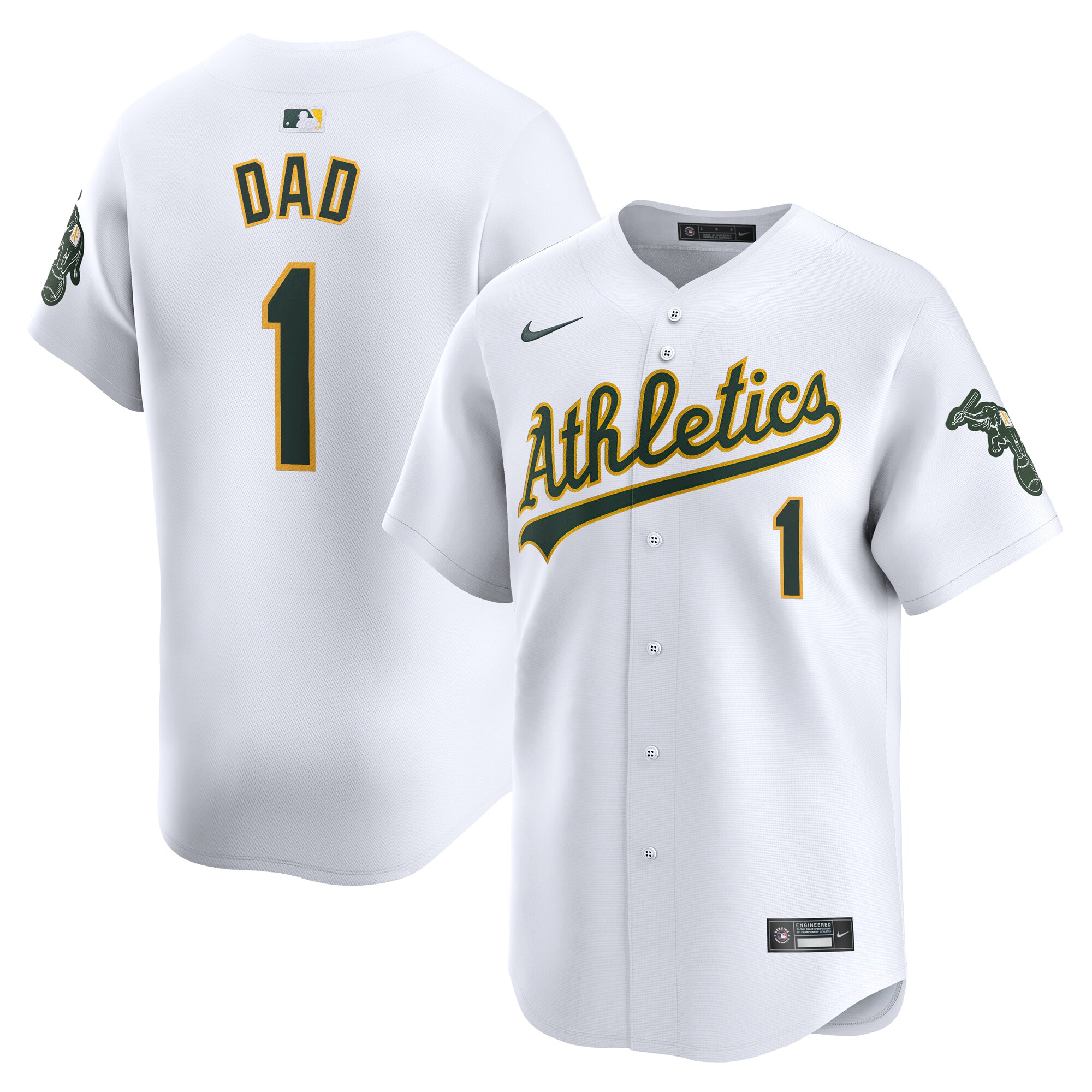Oakland Athletics #1 Dad Home Limited Baseball Jersey - White