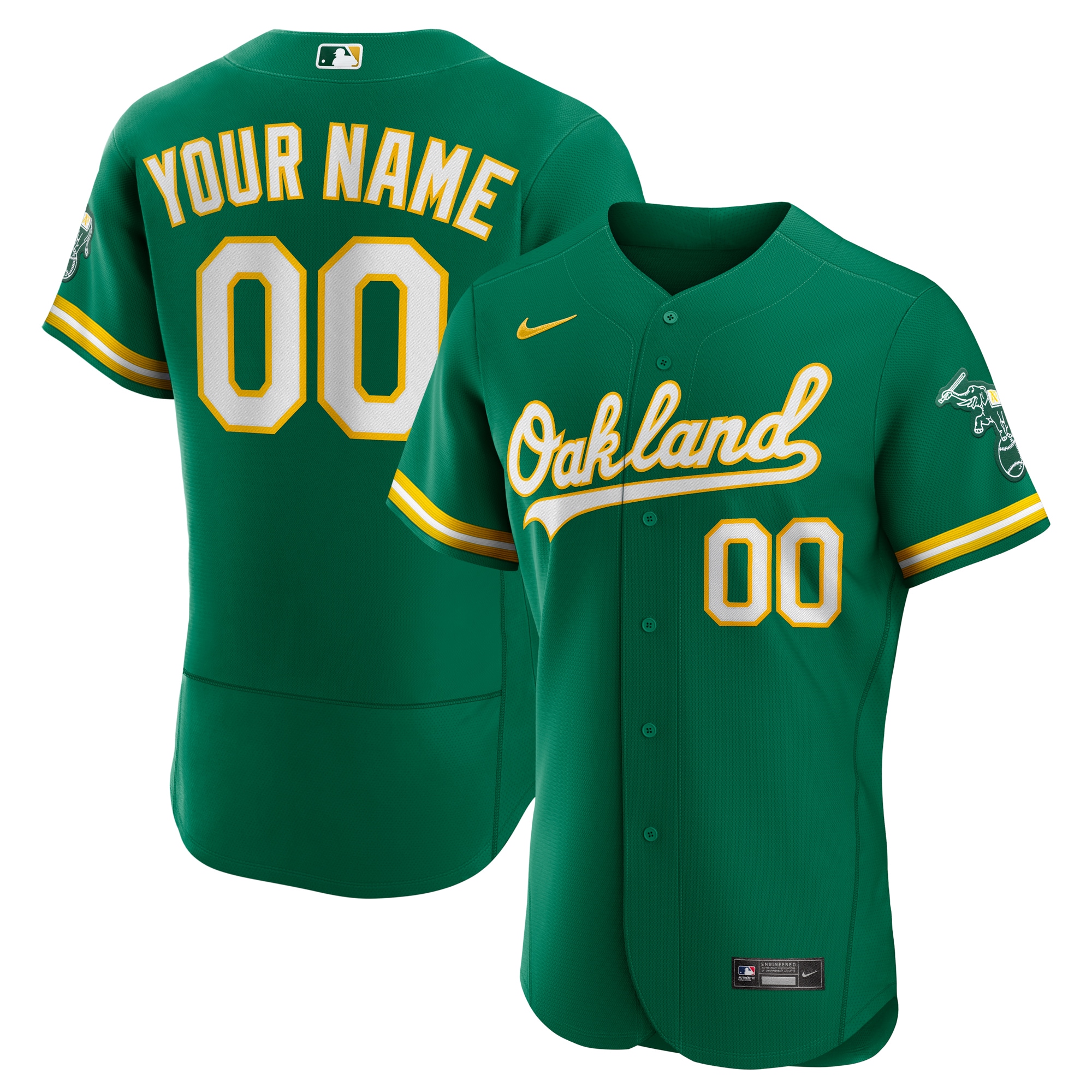 Oakland Athletics Alternate Authentic Custom Baseball Jersey - Kelly Green