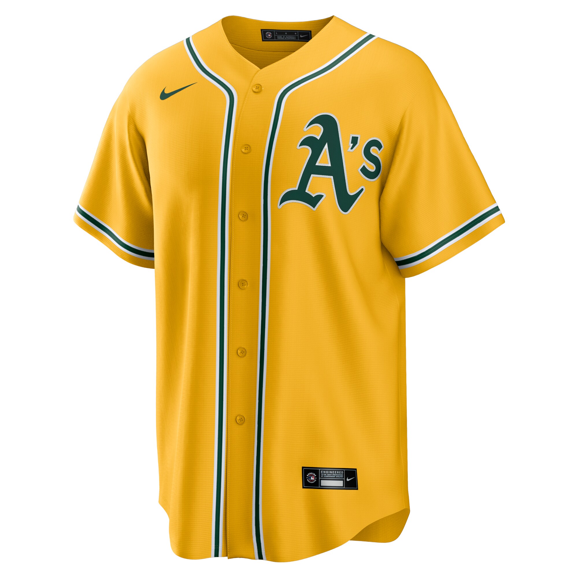 Alternative view of Oakland Athletics Alternate Replica Team Baseball Jersey – Gold