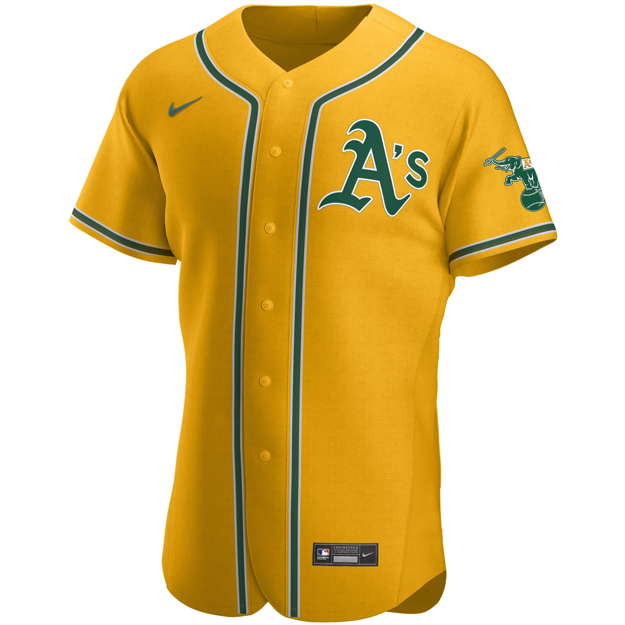 Alternative view of Oakland Athletics Authentic Official Team Baseball Jersey – Gold