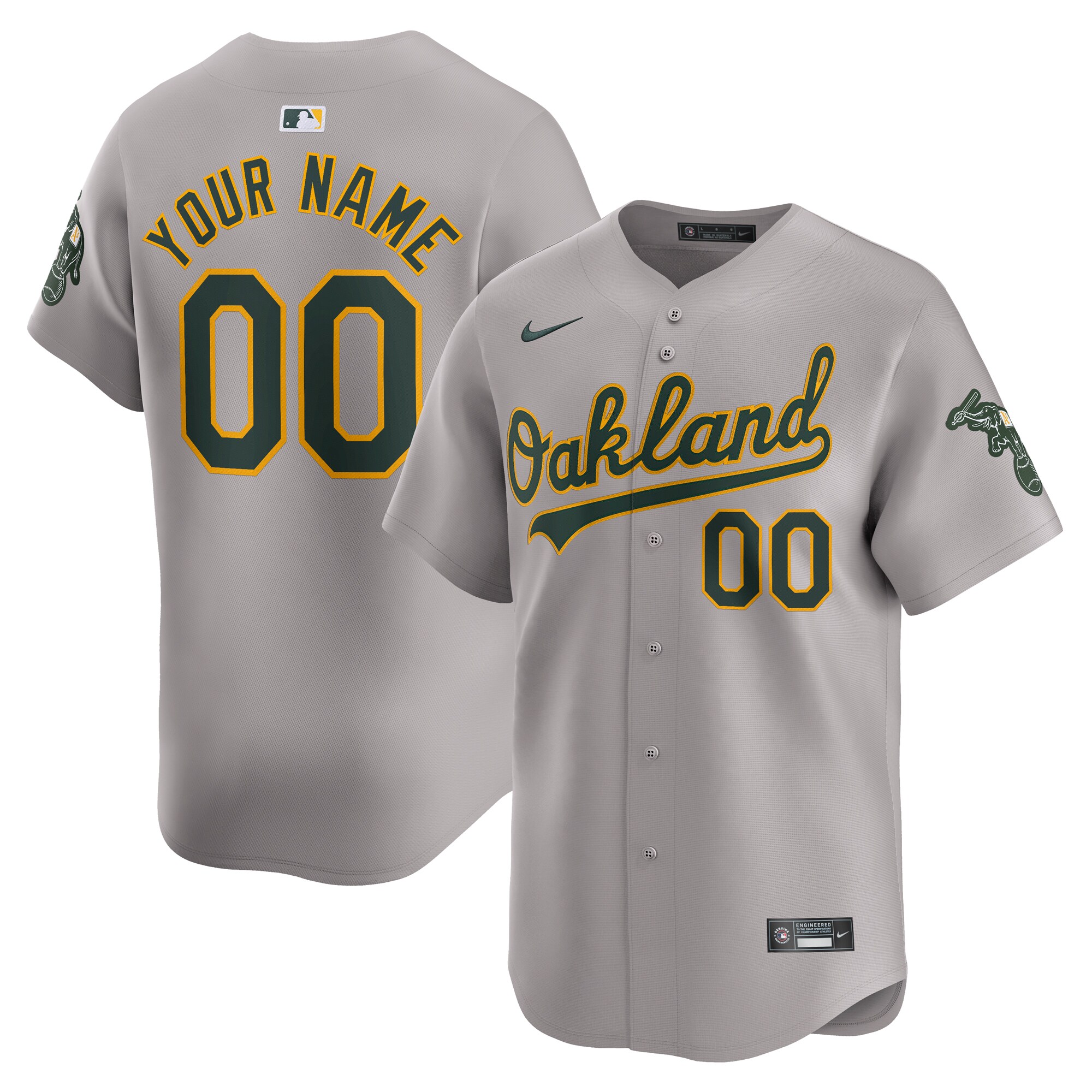 Oakland Athletics Away Limited Custom Baseball Jersey - Gray