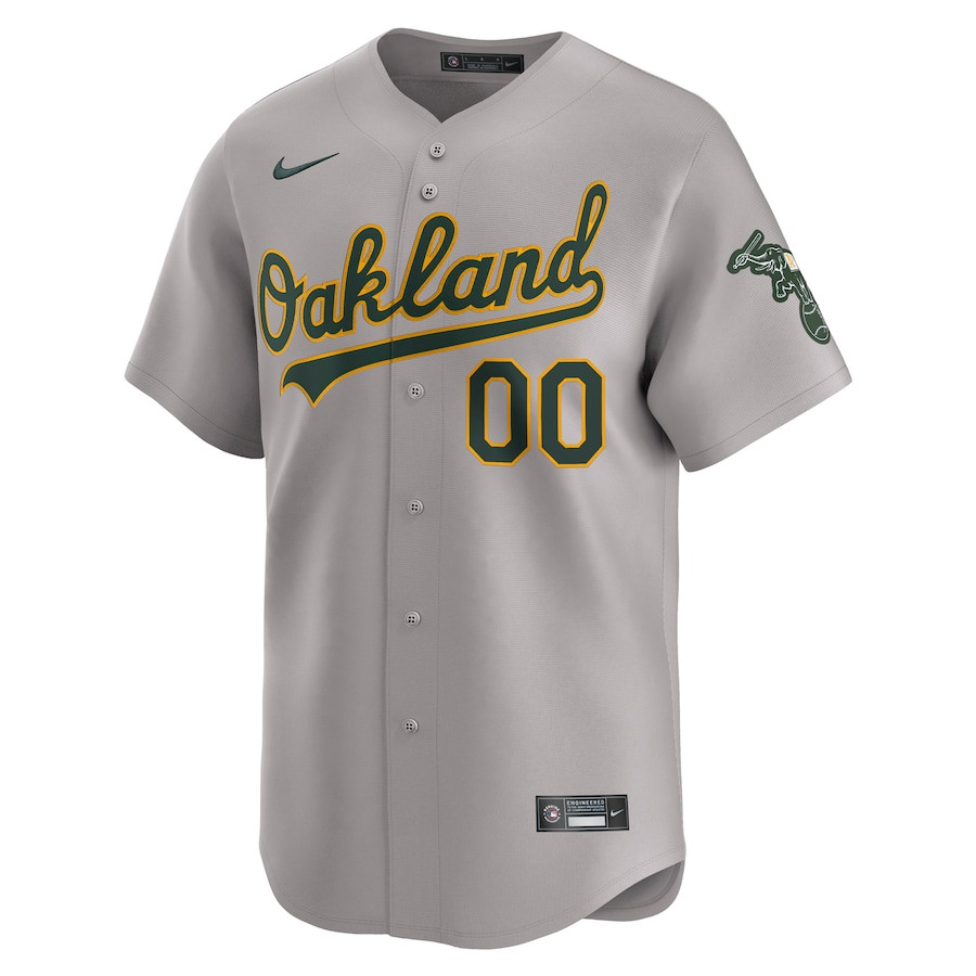 Alternative view of Oakland Athletics Away Limited Custom Men Baseball Jersey - Gray 