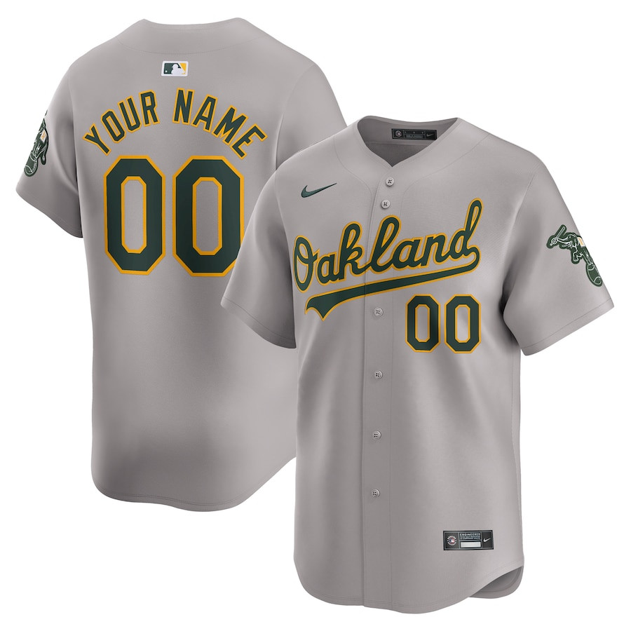 Oakland Athletics Away Limited Custom Men Baseball Jersey - Gray 