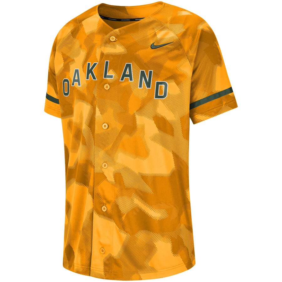 Alternative view of Oakland Athletics Camo Baseball Jersey – Gold