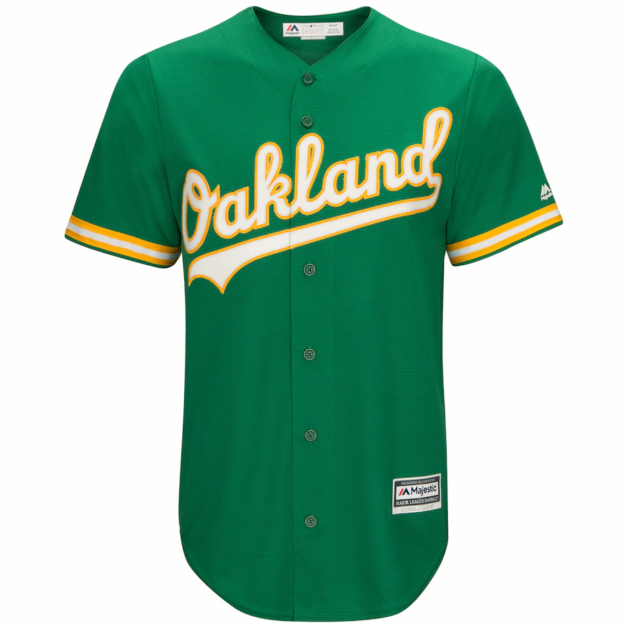 Alternative view of Oakland Athletics Majestic Cool Base Team Baseball Jersey - Kelly Green