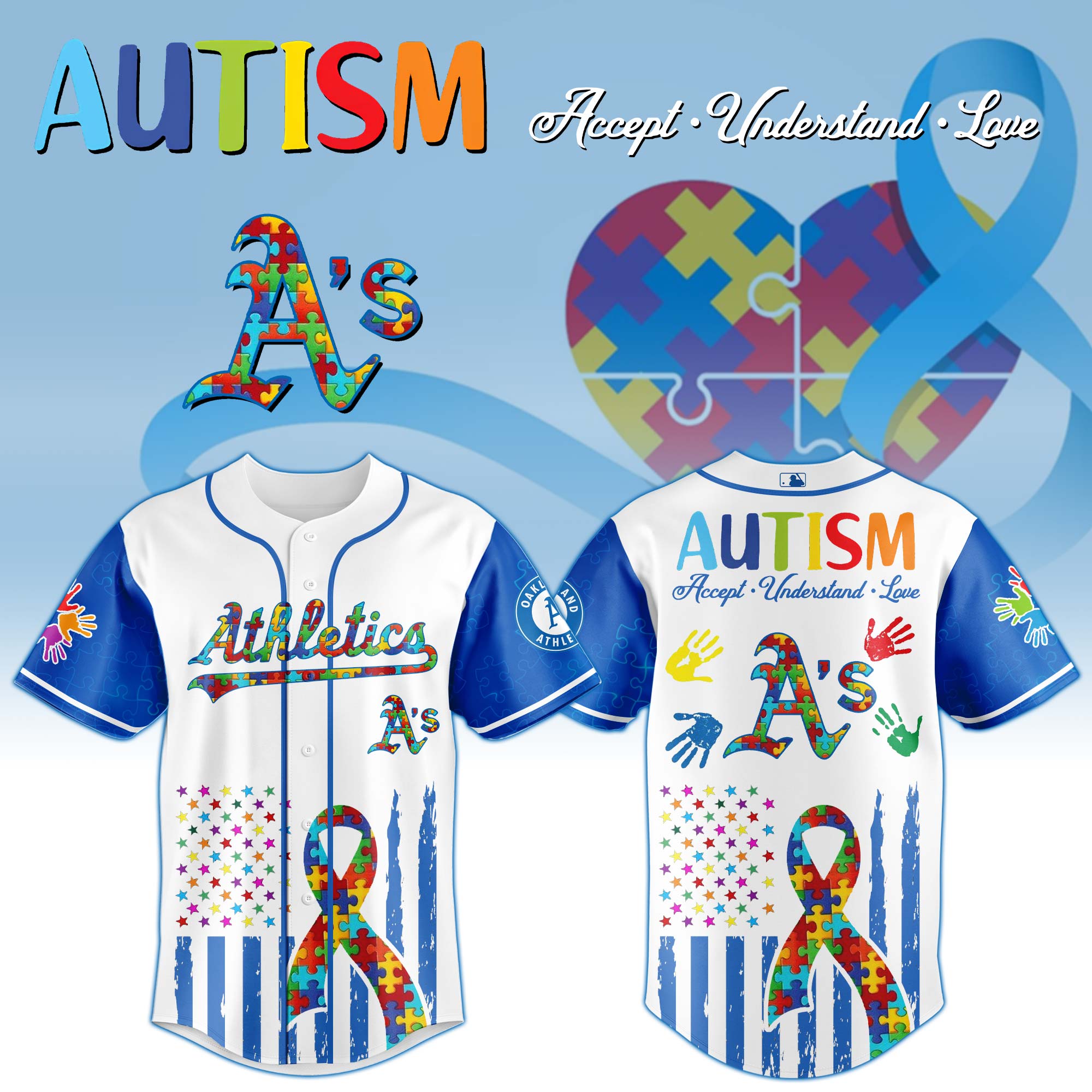 Oakland Athletics Mlb X Autism Awareness Month Custom Baseball Jersey