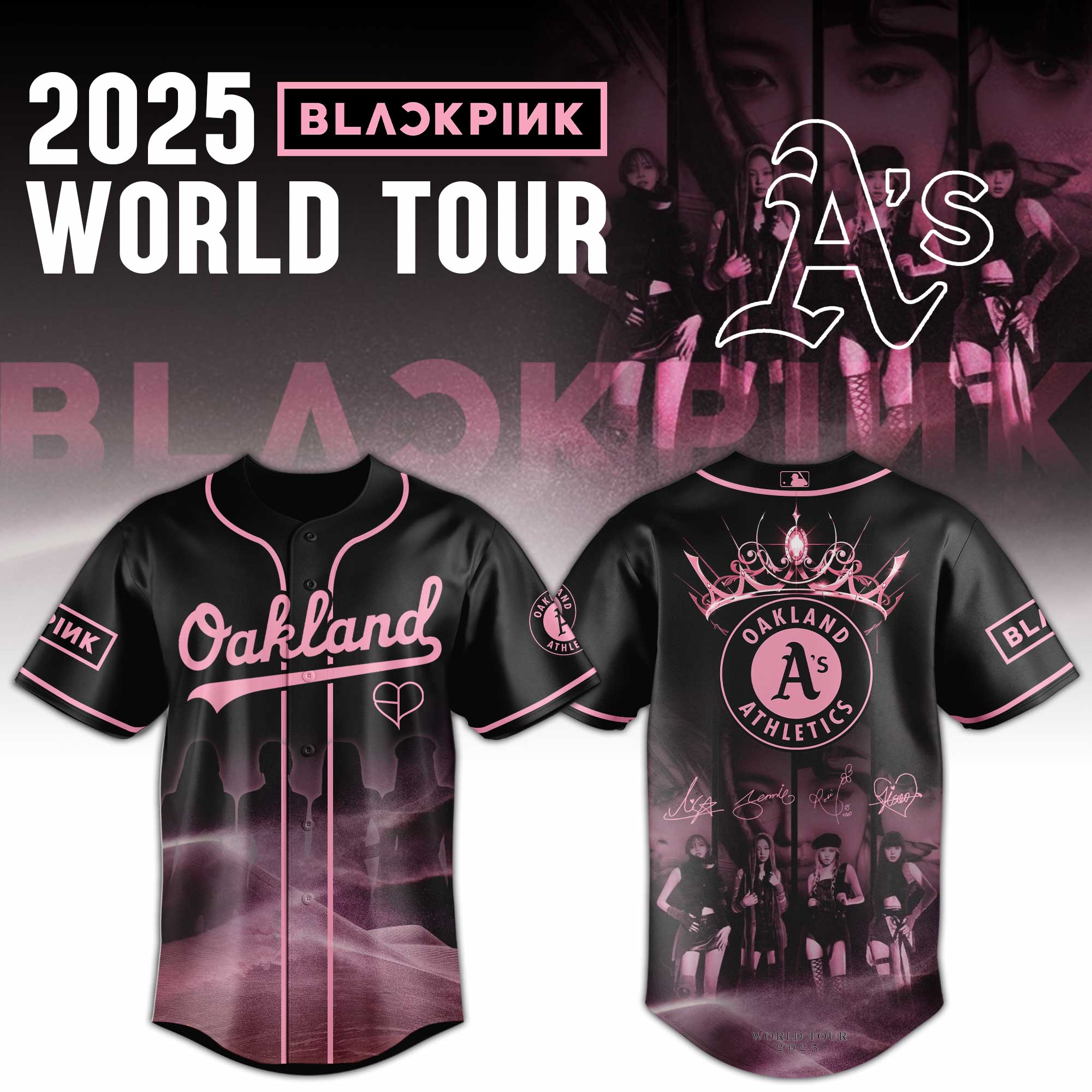 Oakland Athletics Mlb X Blackpink 2025 World Tour Custom Baseball Jersey