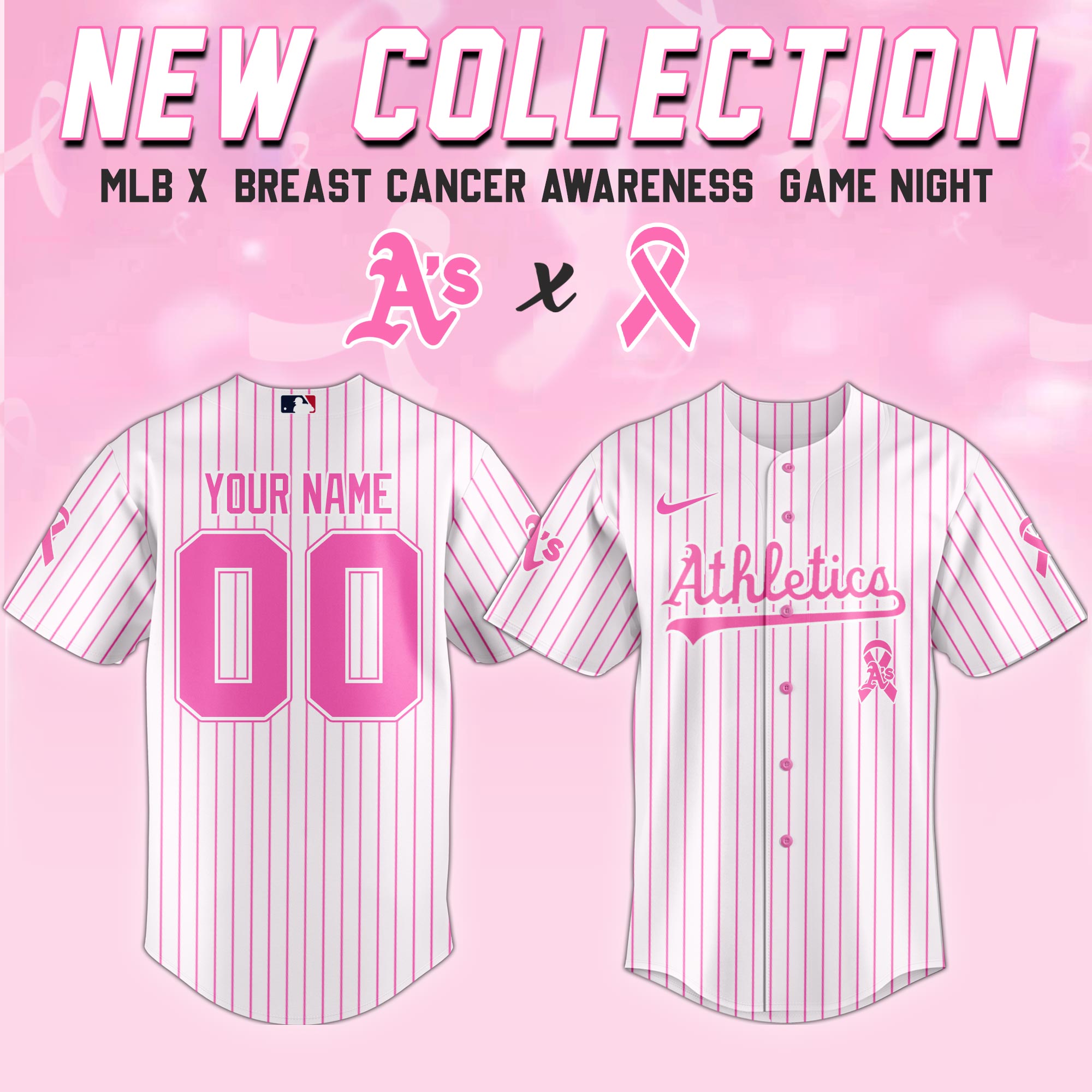 Oakland Athletics Mlb X Breast Cancer Awareness Month United In Pink Custom Baseball Jersey