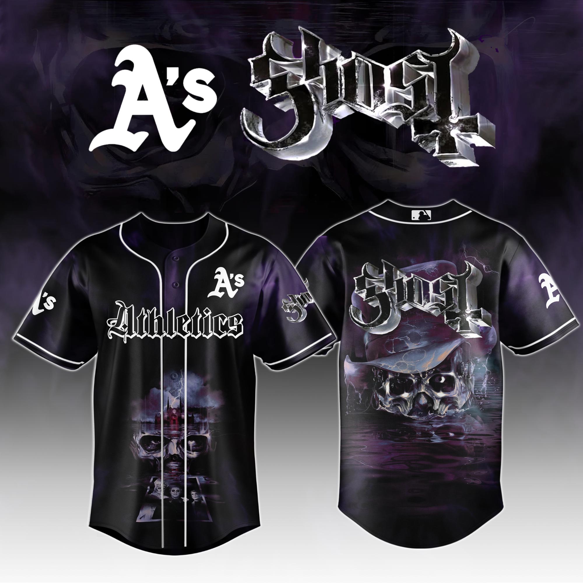 Oakland Athletics Mlb X Ghost Night Show Custom Baseball Jersey