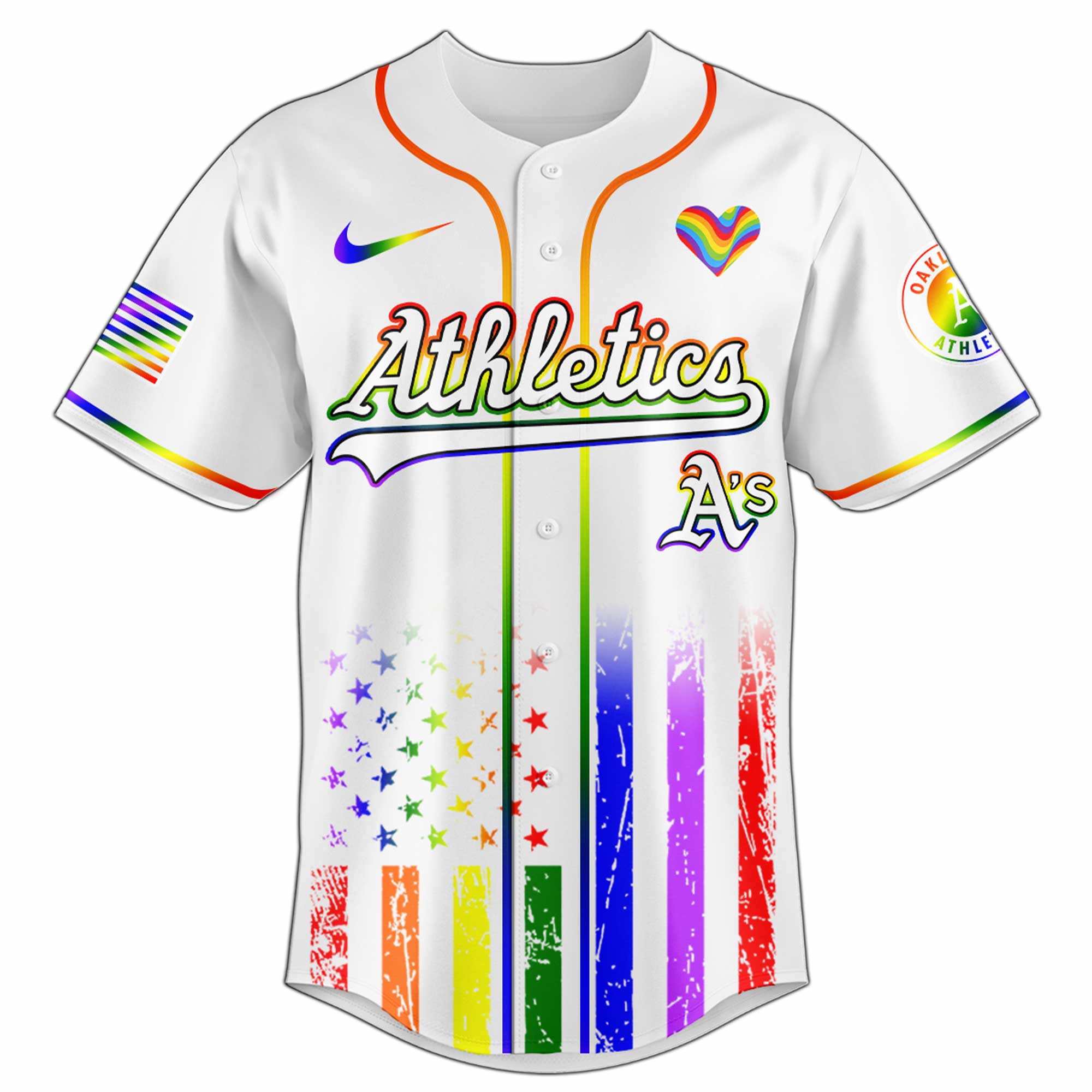 Alternative view of Oakland Athletics Mlb X Happy Pride Month Limited Edition Custom Baseball Jersey 2025