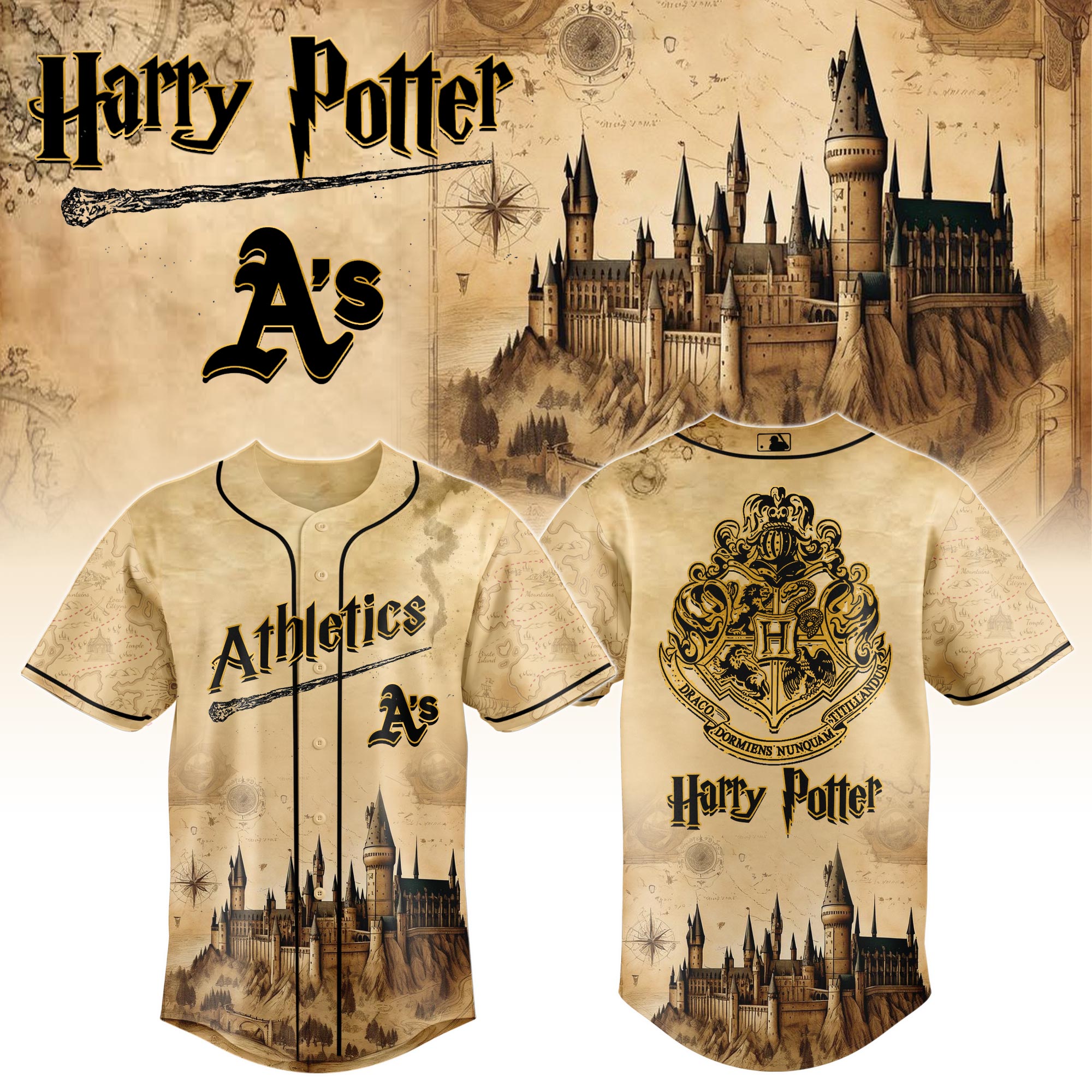Oakland Athletics Mlb X Harry Potter Magic On The Mound Custom Baseball Jersey