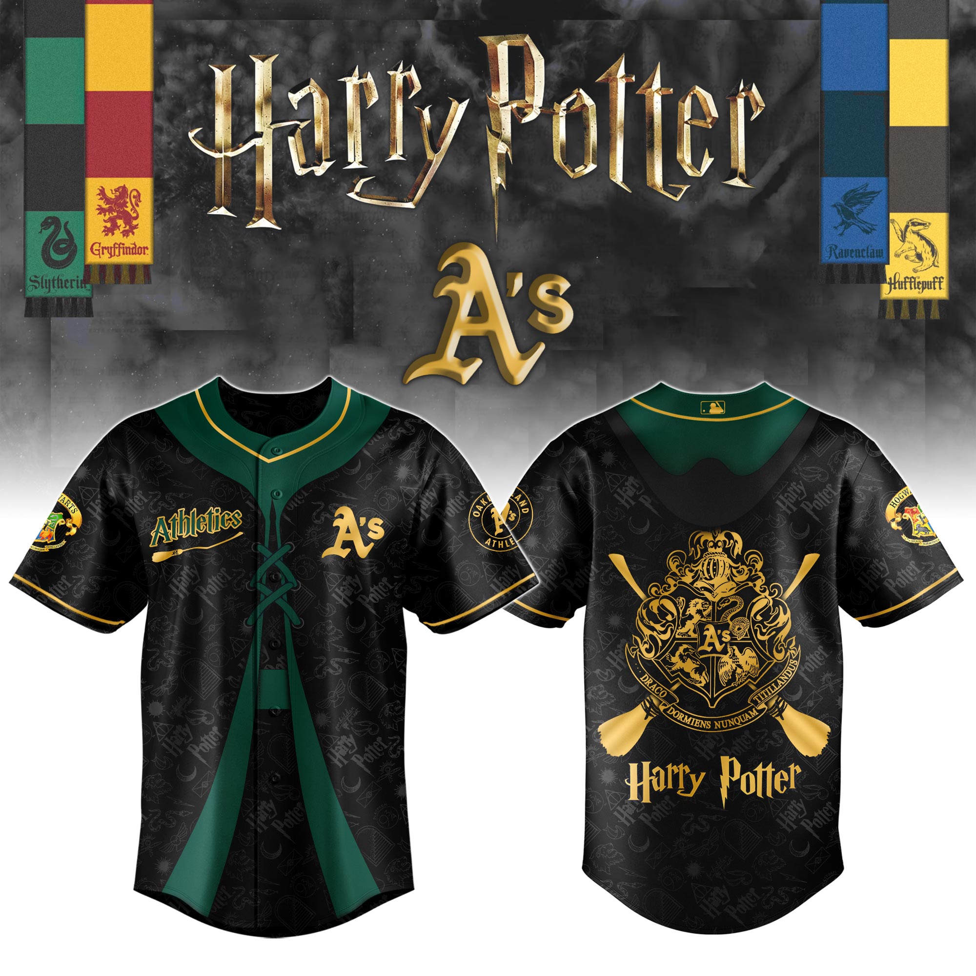 Oakland Athletics Mlb X Harry Potter Night Custom Baseball Jersey