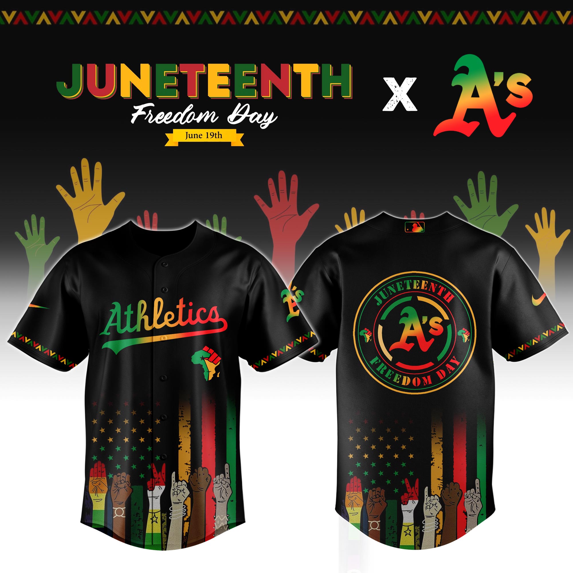 Oakland Athletics Mlb X Juneteenth Custom Baseball Jersey 2025