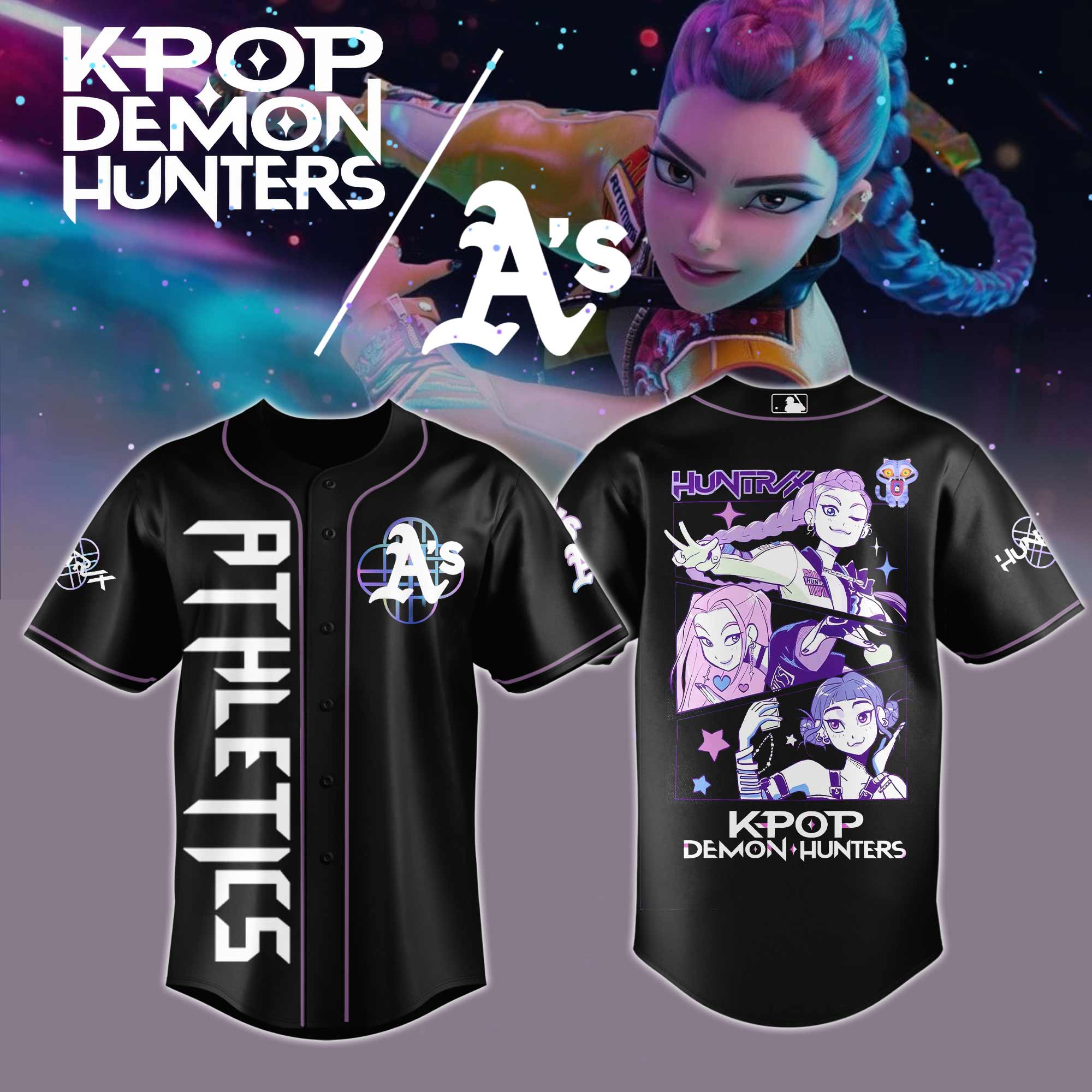 Oakland Athletics Mlb X Kpop Demon Hunters Custom Baseball Jersey