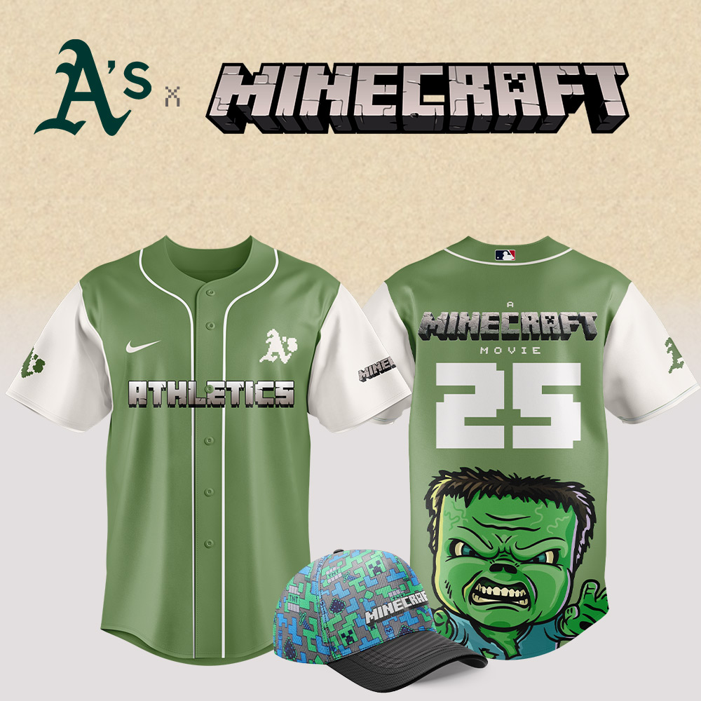 Oakland Athletics Mlb X Minecraft Movie Custom Baseball Jersey