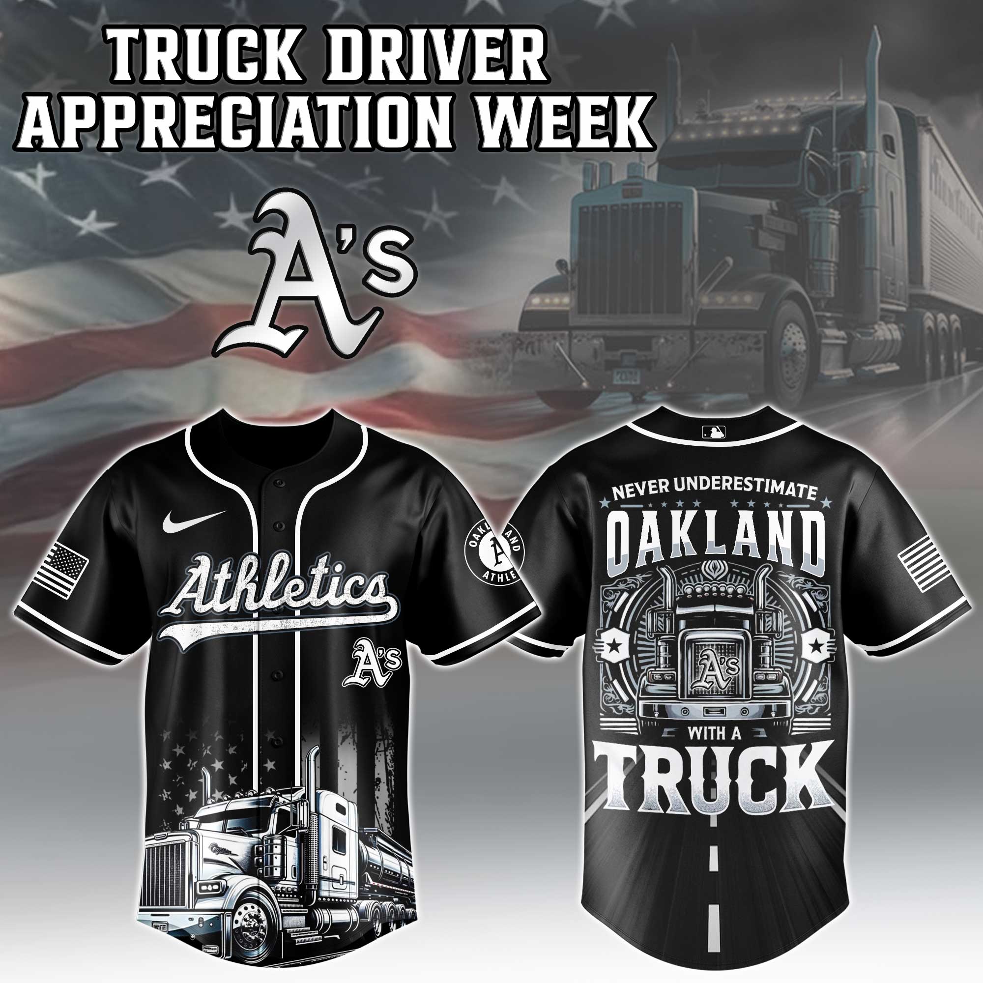 Oakland Athletics Mlb X Nation Truck Driver Appreciation Week Limited Edition Custom Baseball Jersey 2025