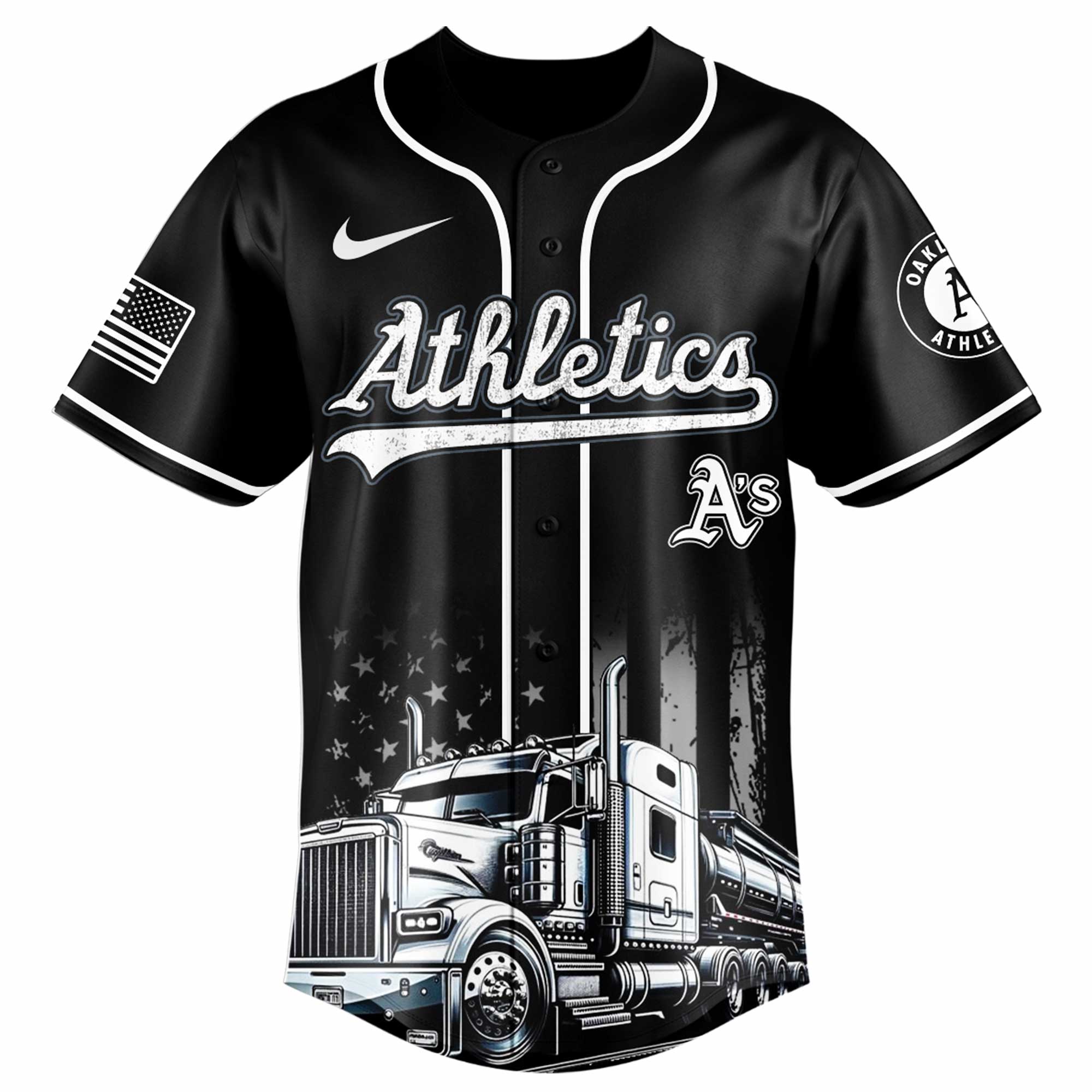 Alternative view of Oakland Athletics Mlb X Nation Truck Driver Appreciation Week Limited Edition Custom Baseball Jersey 2025