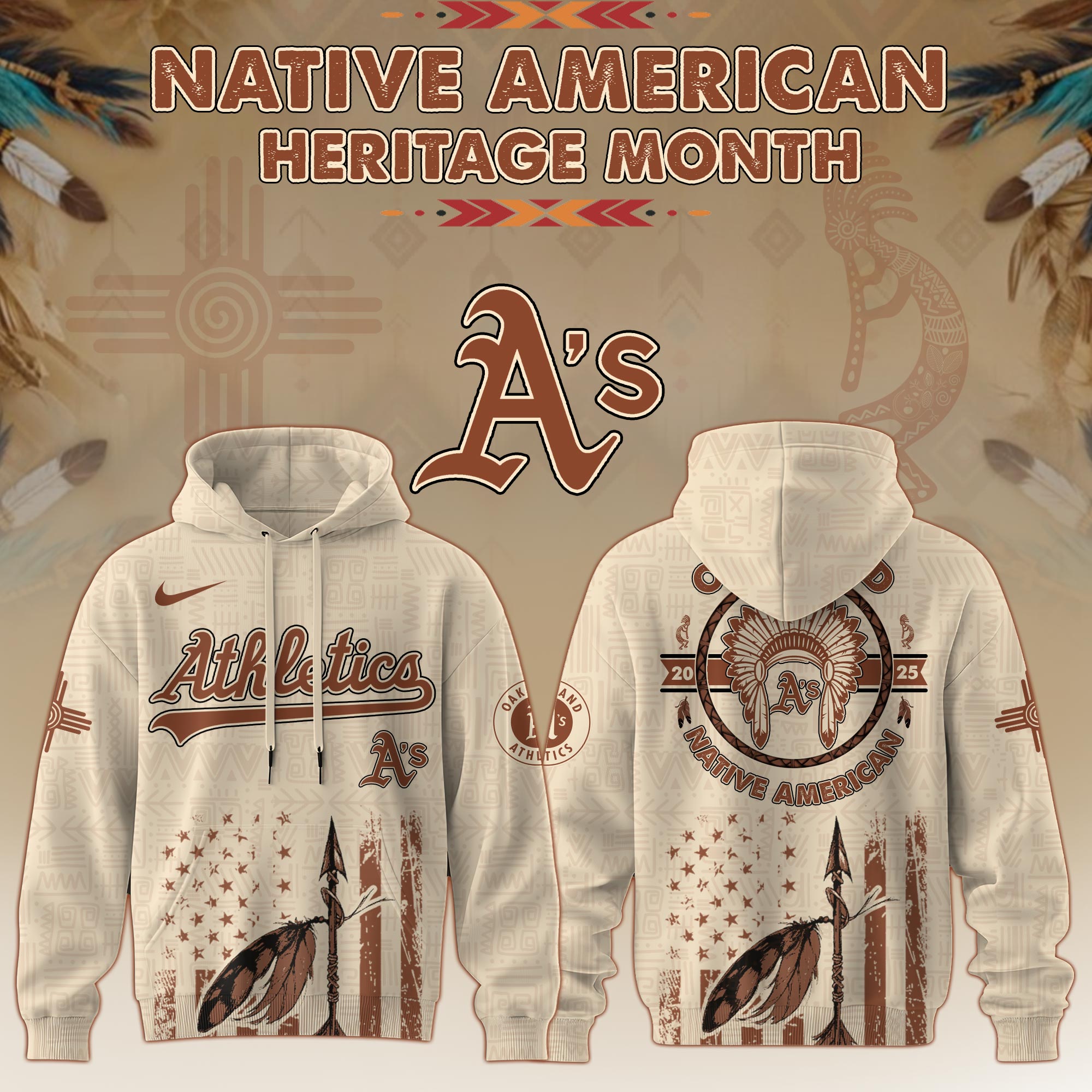 Oakland Athletics Mlb X Native American Heritage Month Mlb Collaboration Custom Hoodie