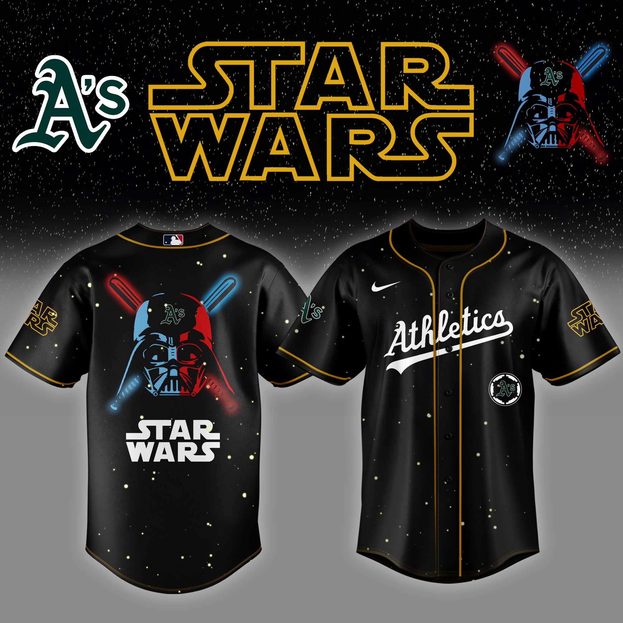 Oakland Athletics Mlb X Starwars Custom Baseball Jersey