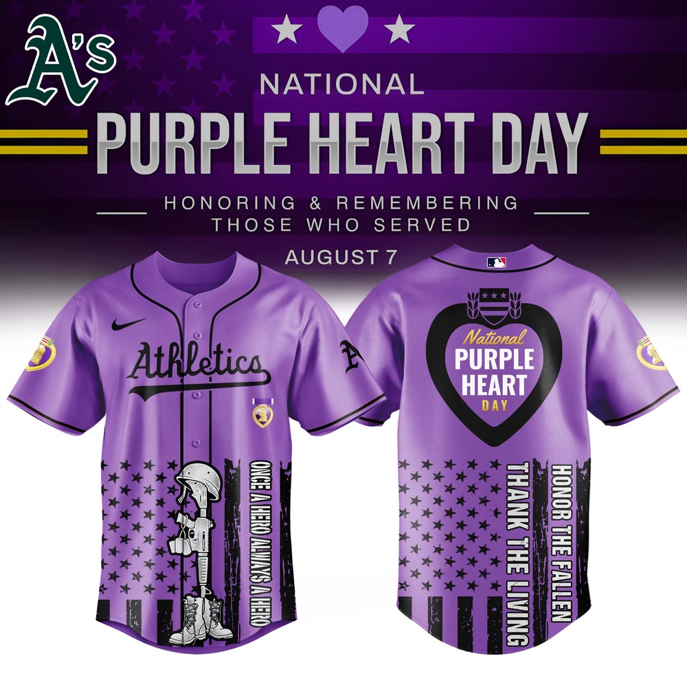 Oakland Athletics Mlb X Usa Purple Heart Day Custom Baseball Jersey