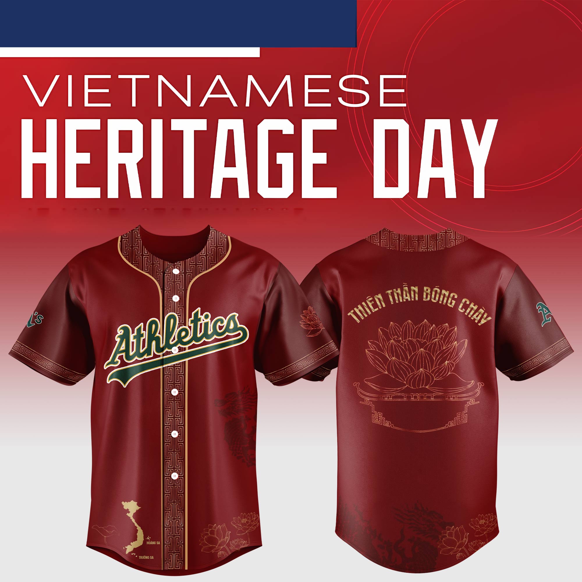 Oakland Athletics Mlb X Vietnamese Heritage Night Custom Baseball Jersey