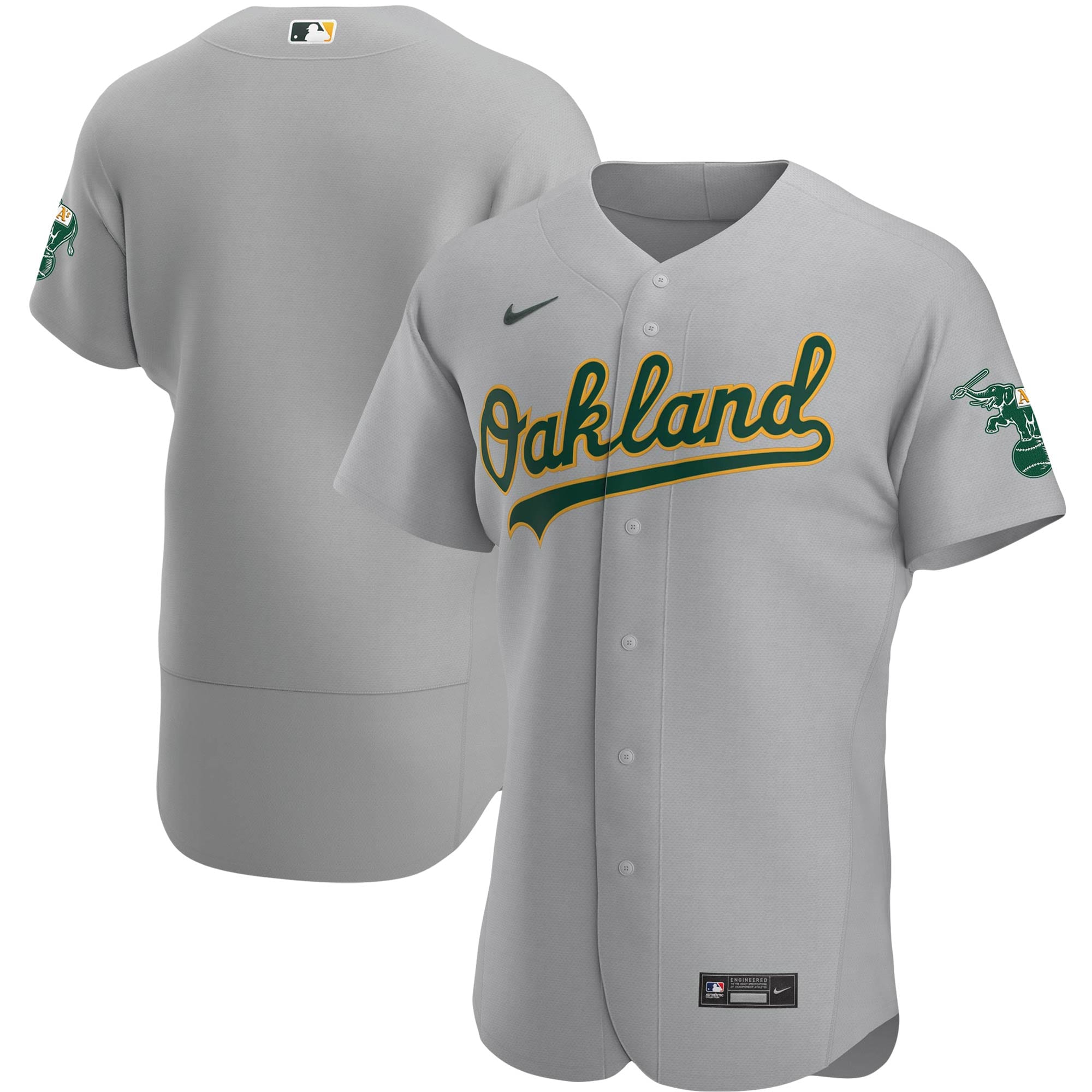 Alternative view of Oakland Athletics Road Authentic Team Baseball Jersey – Gray