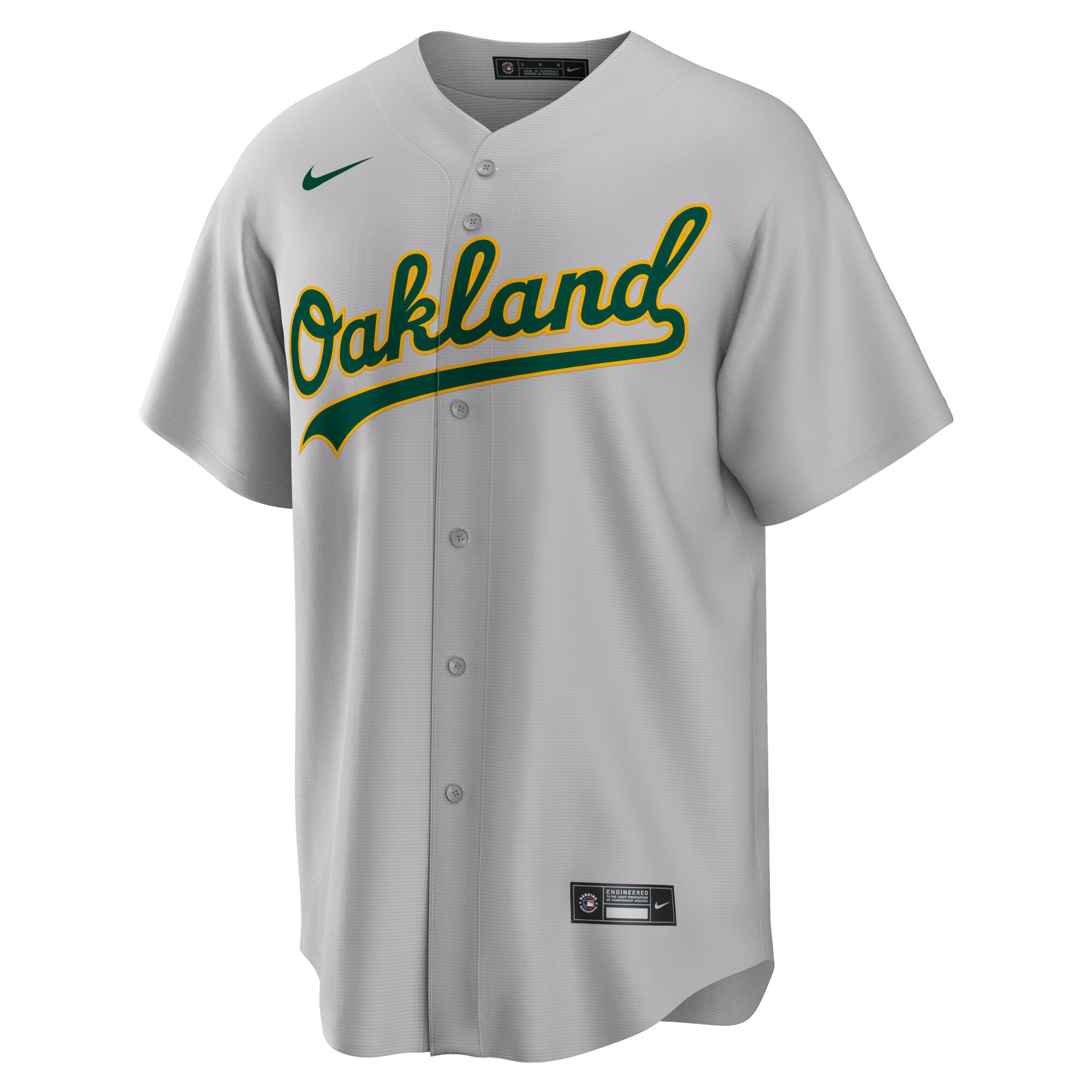 Alternative view of Oakland Athletics Road Replica Team Baseball Jersey – Gray
