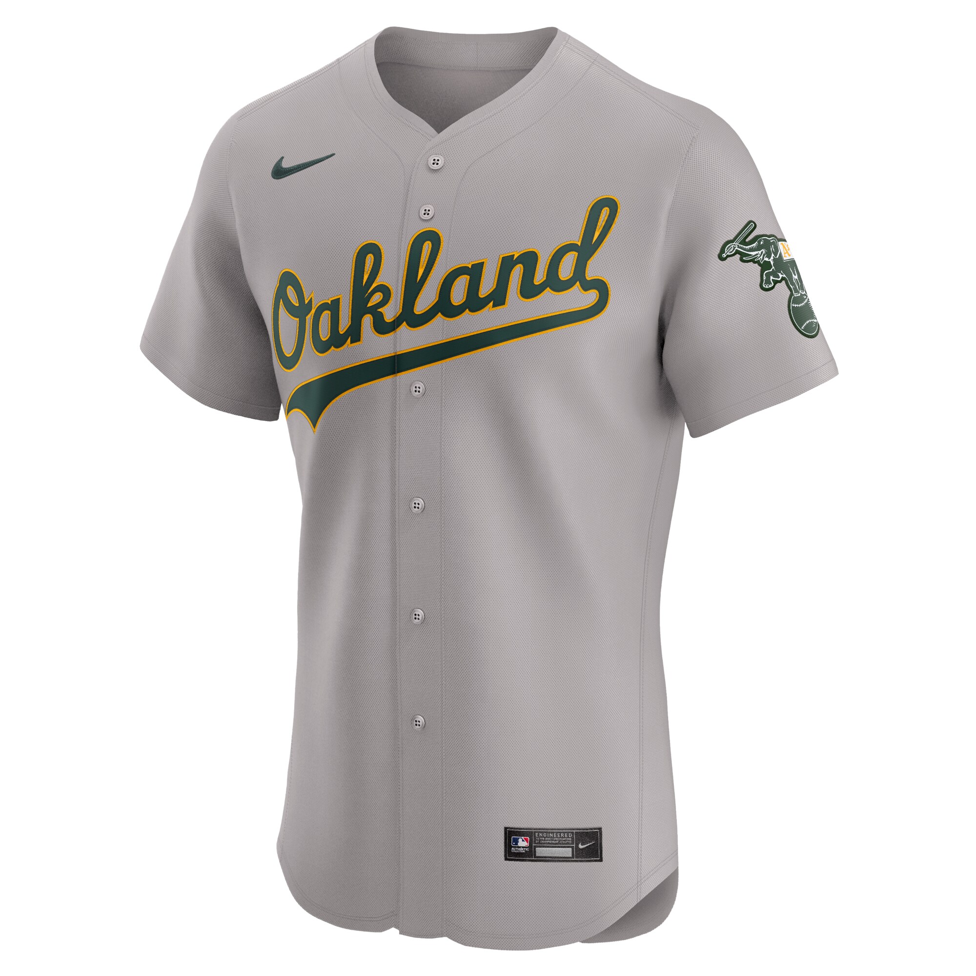 Alternative view of Oakland Athletics Road Vapor Premier Elite Patch Baseball Jersey - Gray