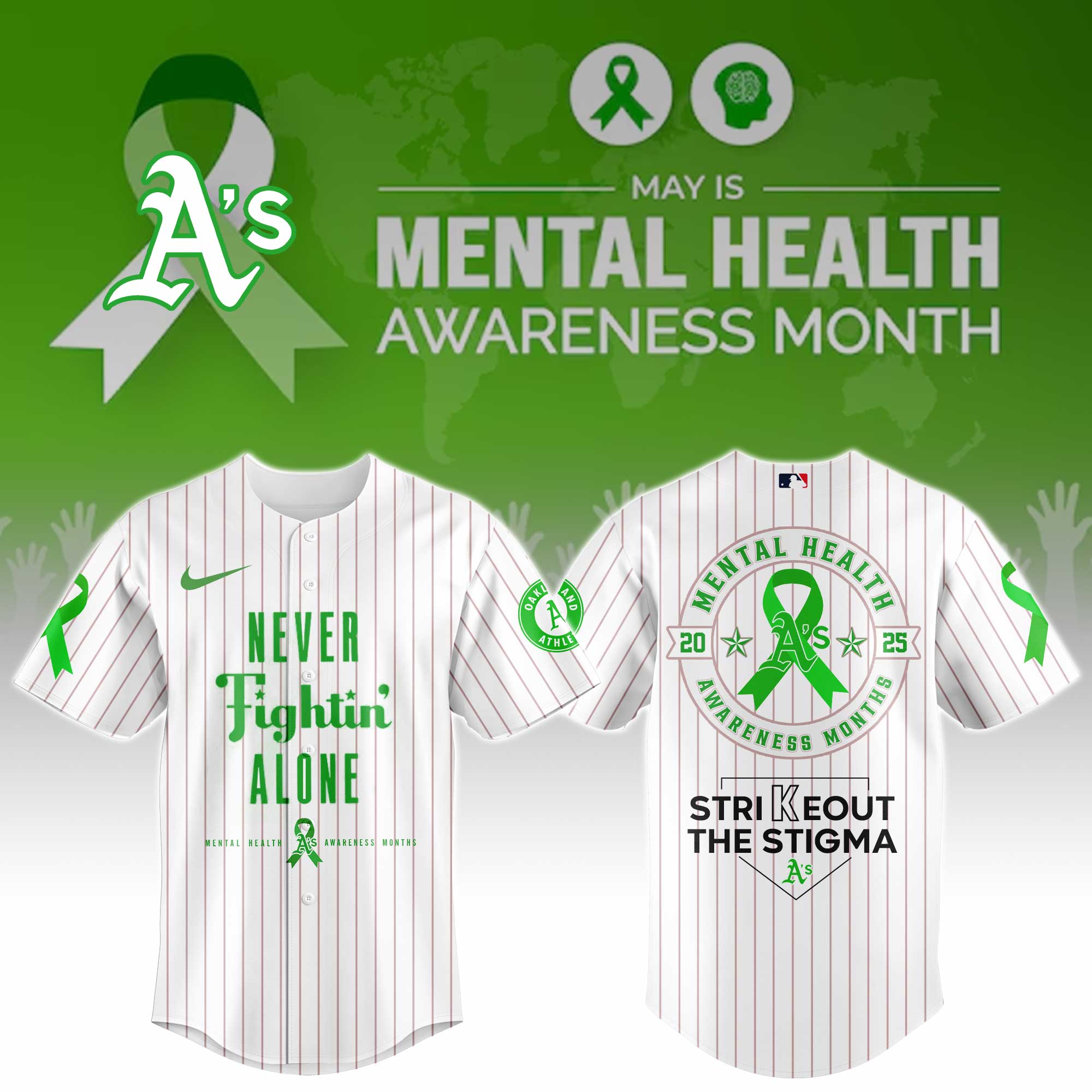 Oakland Athletics Special Mental Health Awareness Week Limited Edition Custom Baseball Jersey
