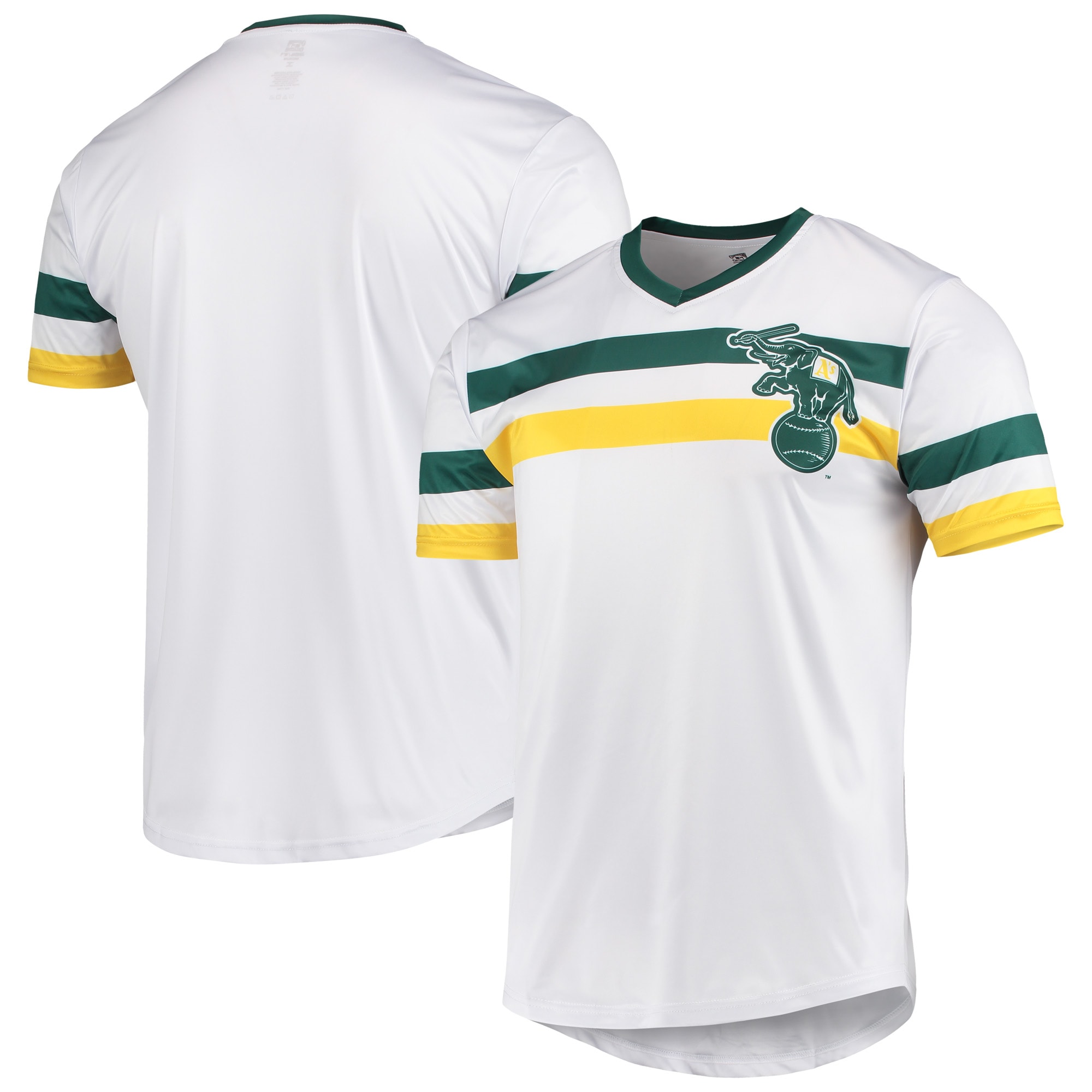 Oakland Athletics Stitches Cooperstown Collection V-neck Baseball Jersey - White