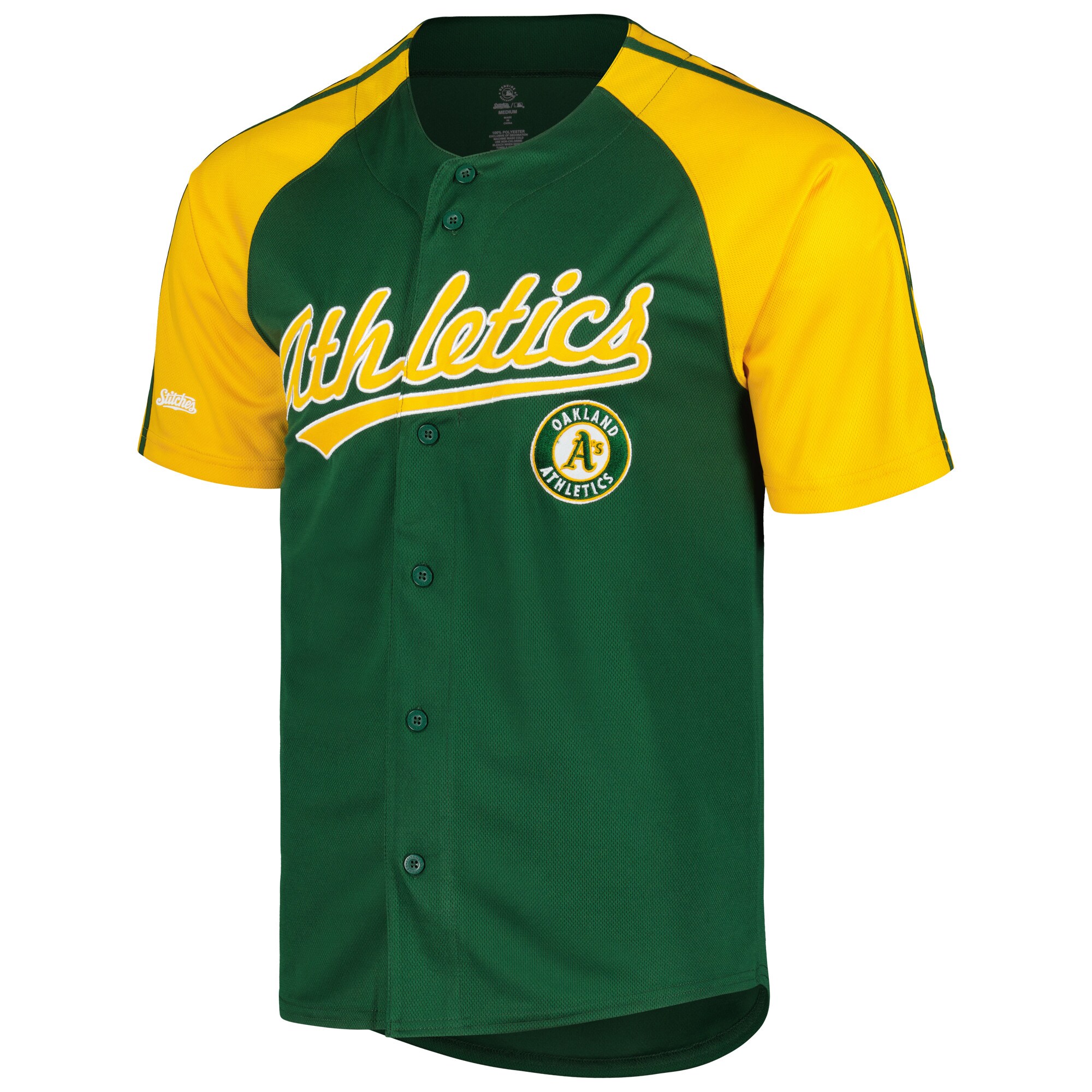 Alternative view of Oakland Athletics Stitches Team Raglan Baseball Jersey - Green