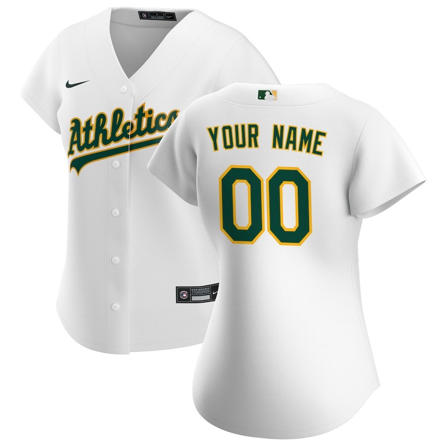 Oakland Athletics Women's Home Custom Jersey - White 