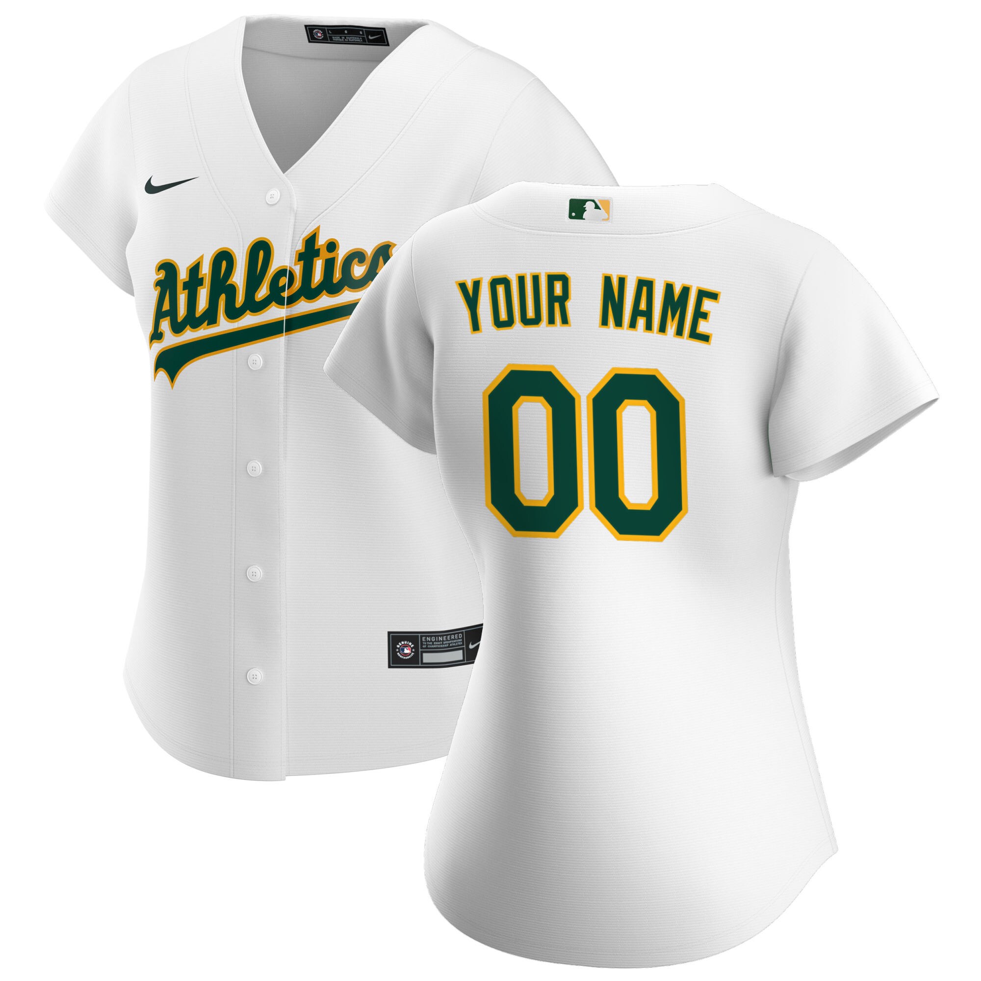 Oakland Athletics Women's Home Replica Custom Jersey - White