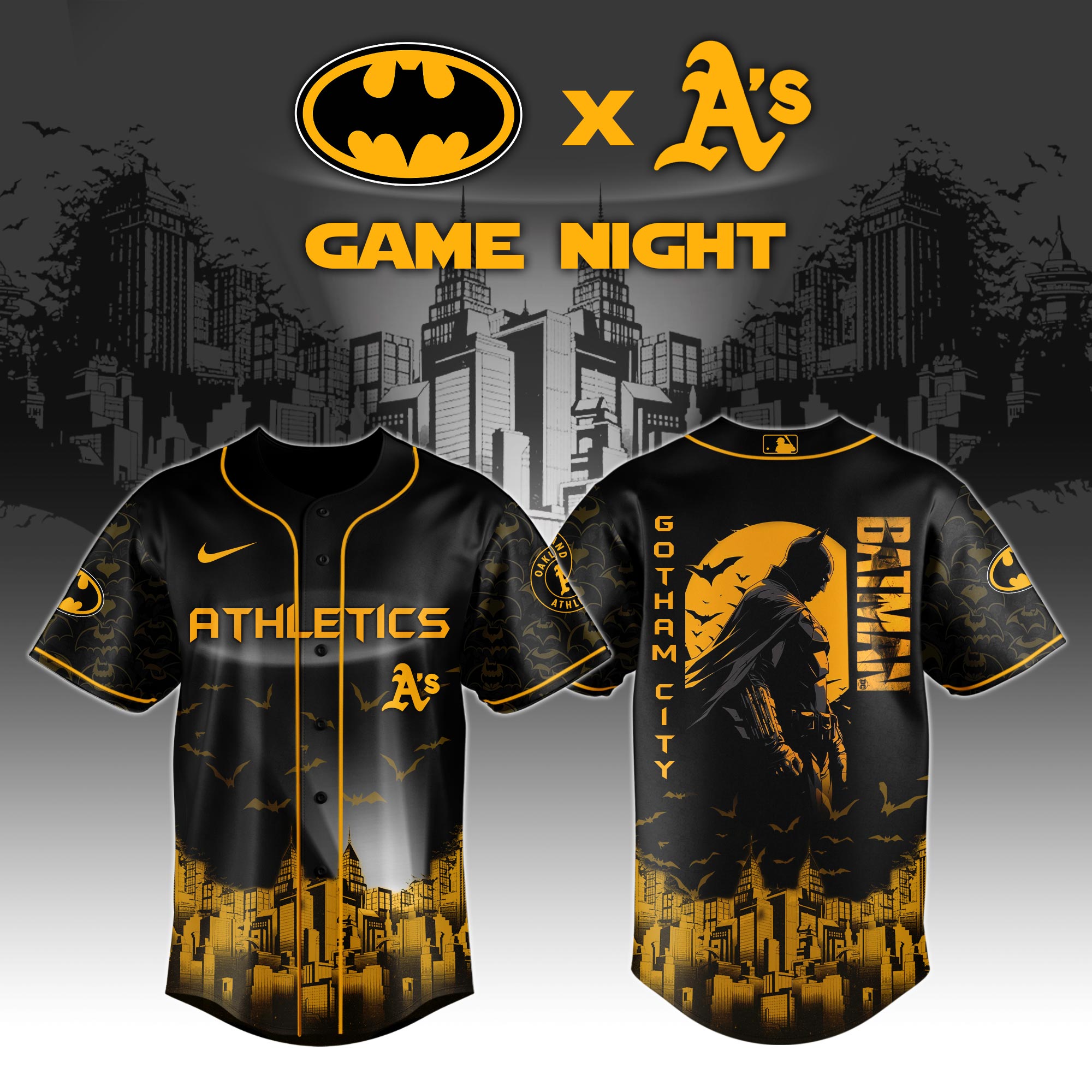 Oakland Athletics X Dc Batman Game Night Custom Baseball Jersey