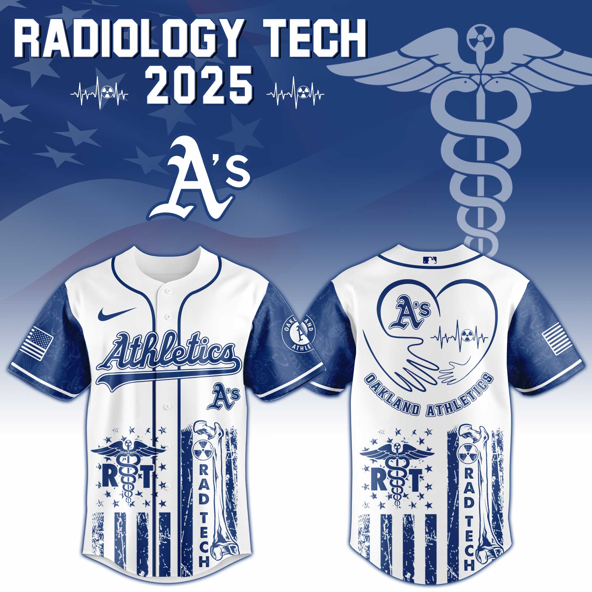 Oakland Athletics X Radiology Tech Night Exclusive Design Custom Baseball Jersey