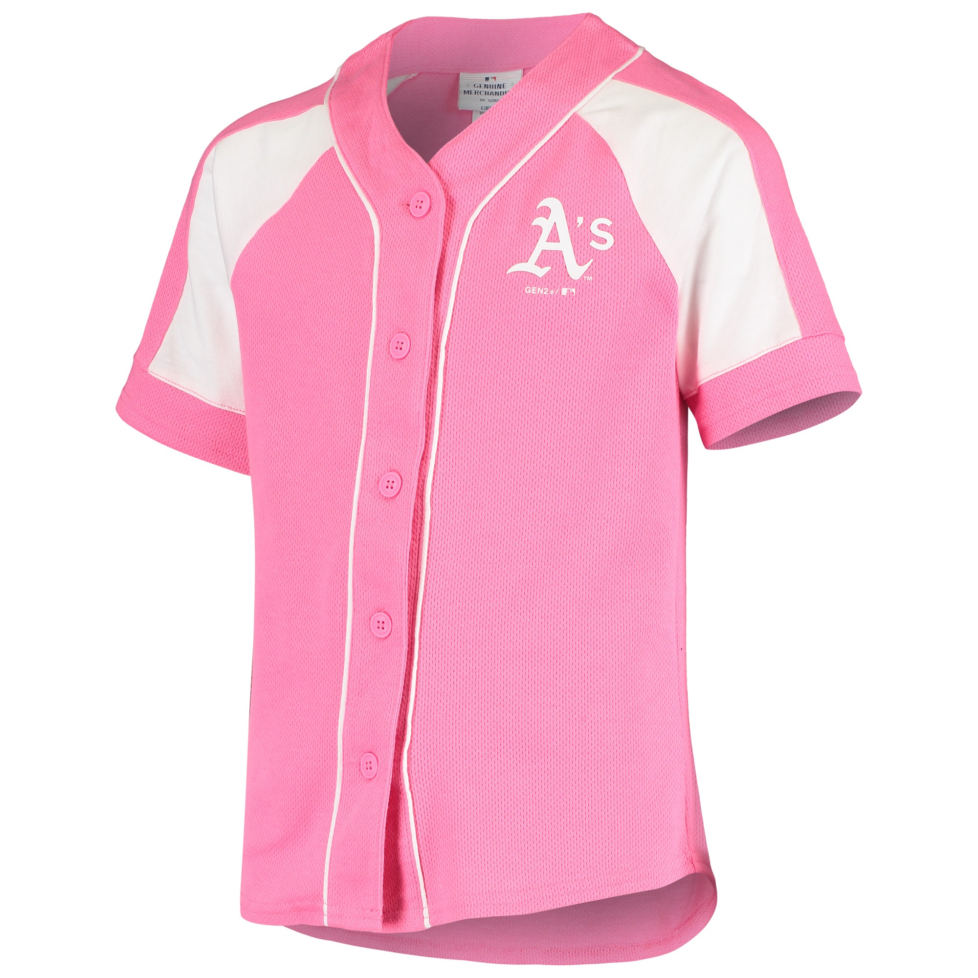 Alternative view of Oakland Athletics Youth Team Spirit Fashion Baseball Jersey – Pink