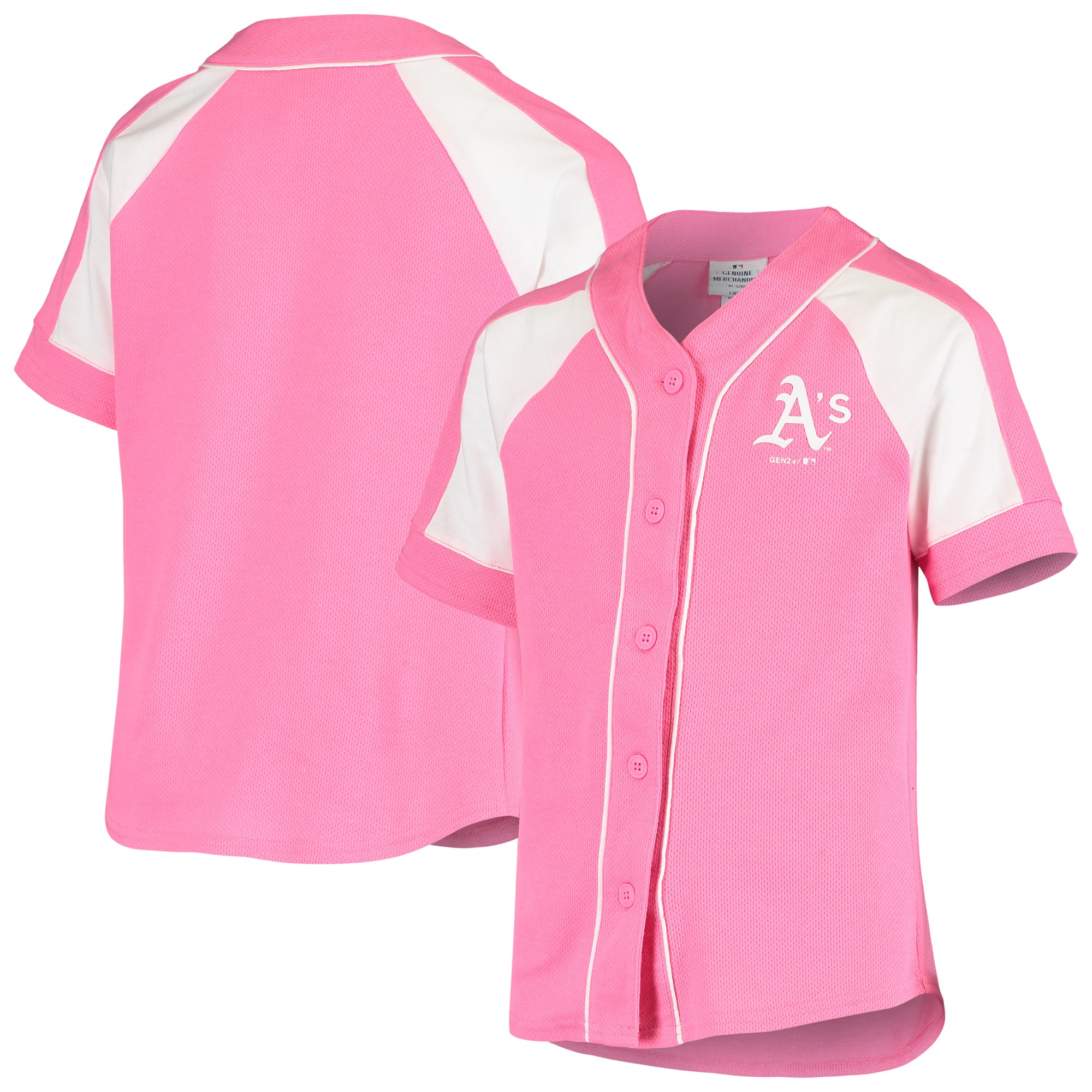 Oakland Athletics Youth Team Spirit Fashion Baseball Jersey – Pink