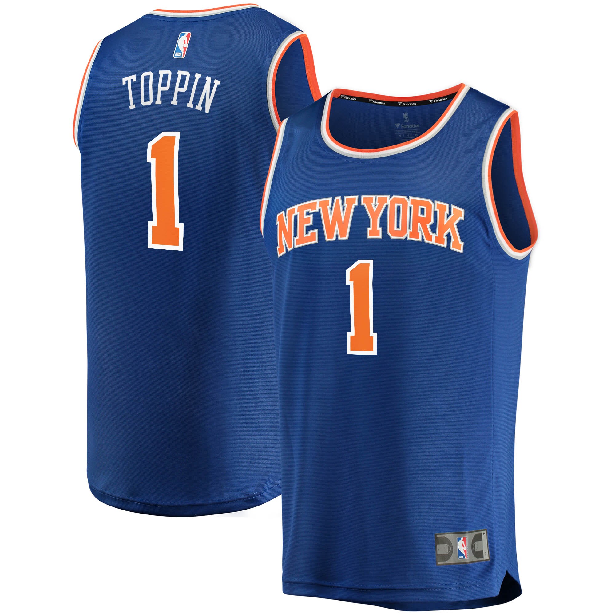 Alternative view of Obi Toppin New York Knicks Fanatics Branded 2020/21 Fast Break Replica Basketball Jersey - Icon Edition - Blue