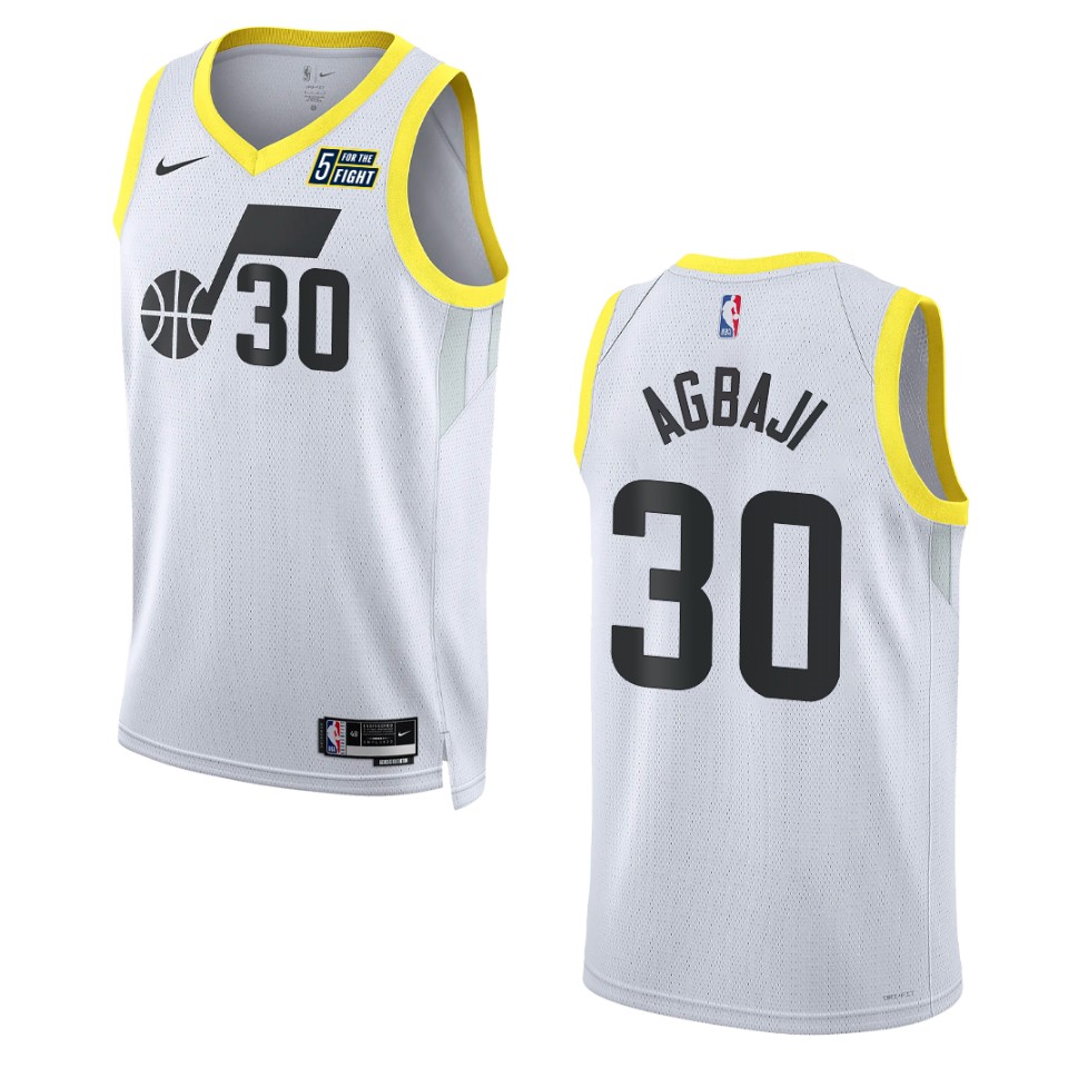 Ochai Agbaji White Association Edition 2022-23 Utah Jazz Swingman Basketball Jersey