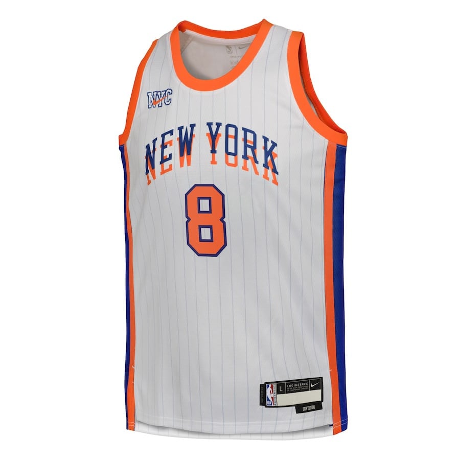 Alternative view of OG Anunoby 8 New York Knicks 2024/25 Swingman Player YOUTH Basketball Jersey - City Edition - White - JS621 