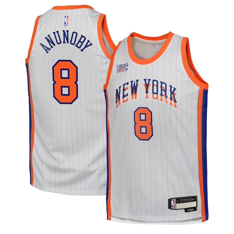 OG Anunoby 8 New York Knicks 2024/25 Swingman Player YOUTH Basketball Jersey - City Edition - White - JS621 