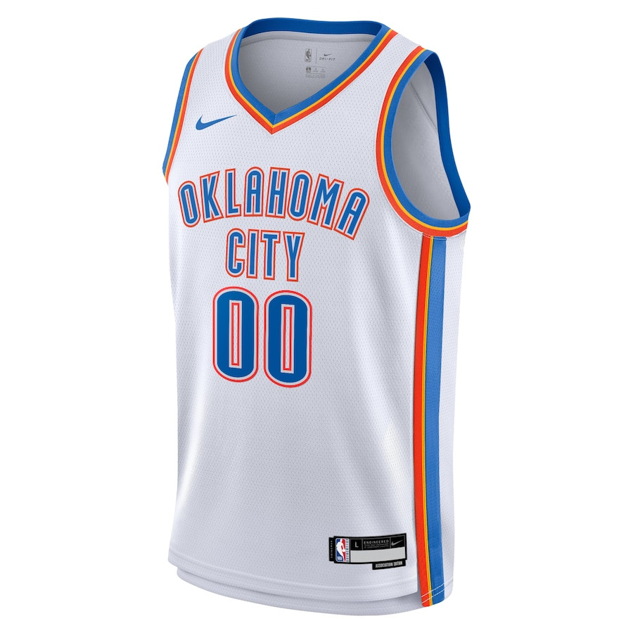 Alternative view of Oklahoma City Thunder 2023/24 Association Swingman Custom Basketball Jersey - White - JS762 